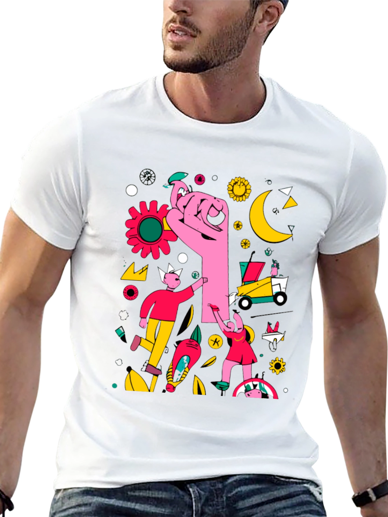 Abstract Graphic Print Black Crew Neck T-Shirt