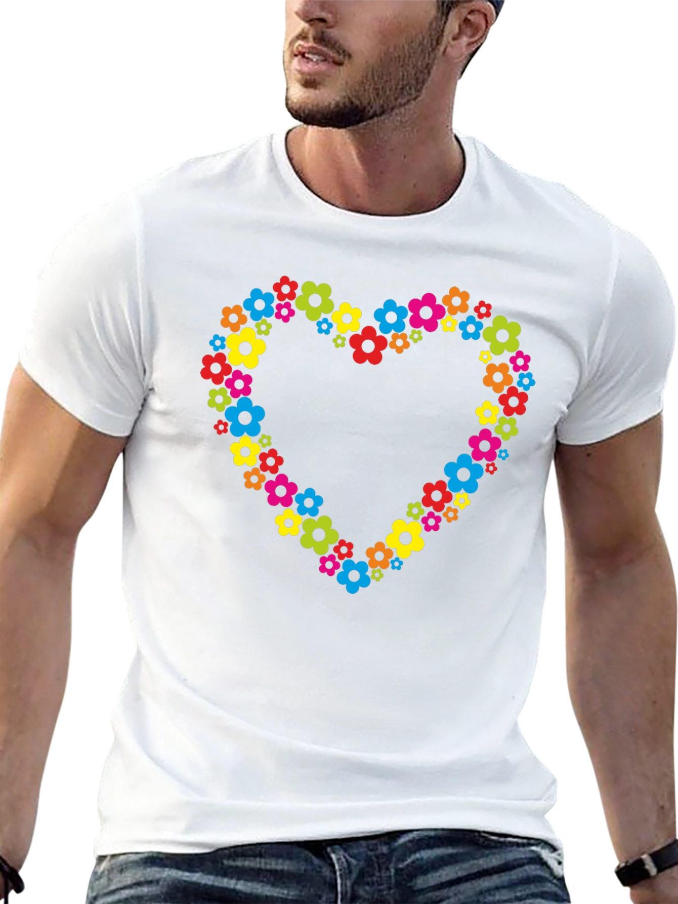 Floral Heart T-Shirt - Black