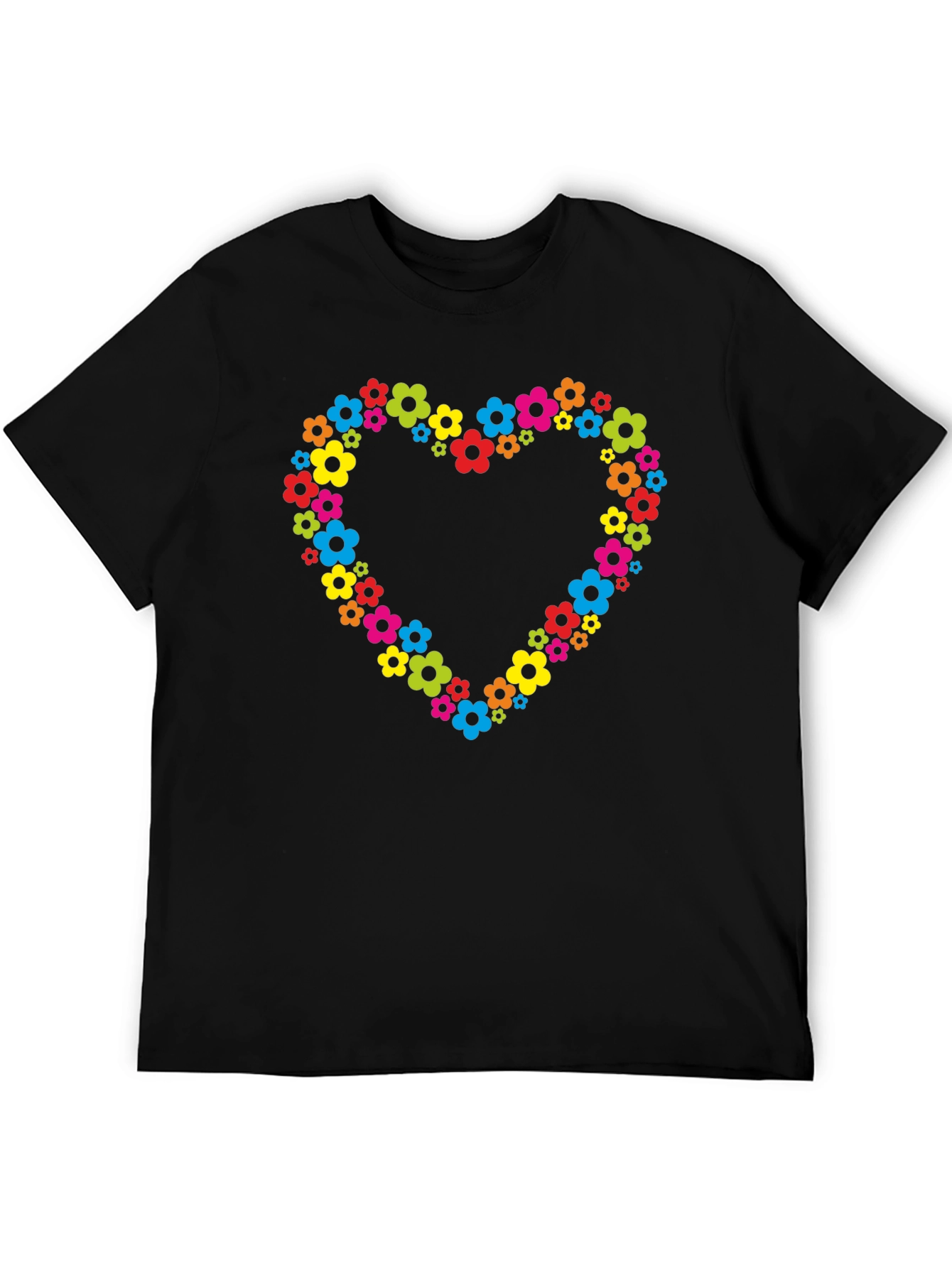Floral Heart T-Shirt - Black