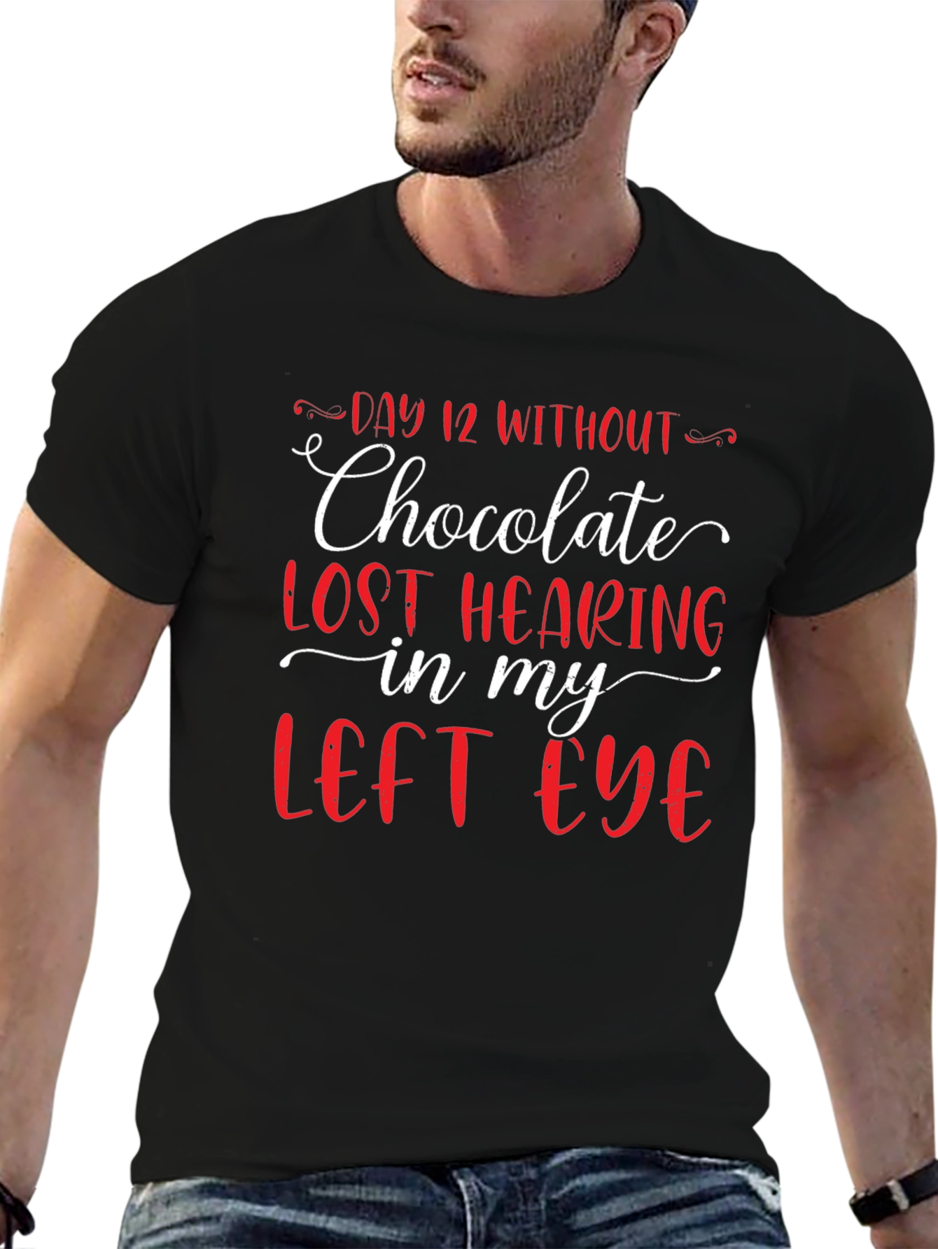 Funny Chocolate Graphic Tee - Mens Black T-Shirt