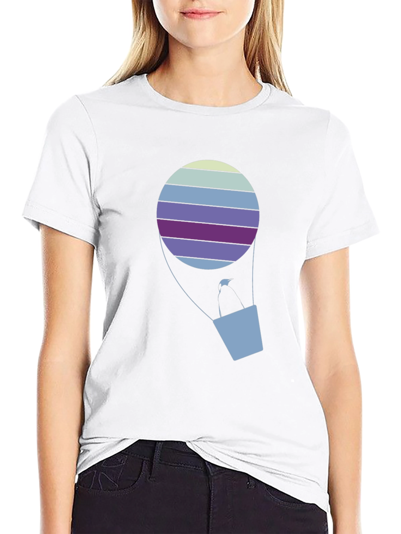 Striped Hot Air Balloon Graphic Tee