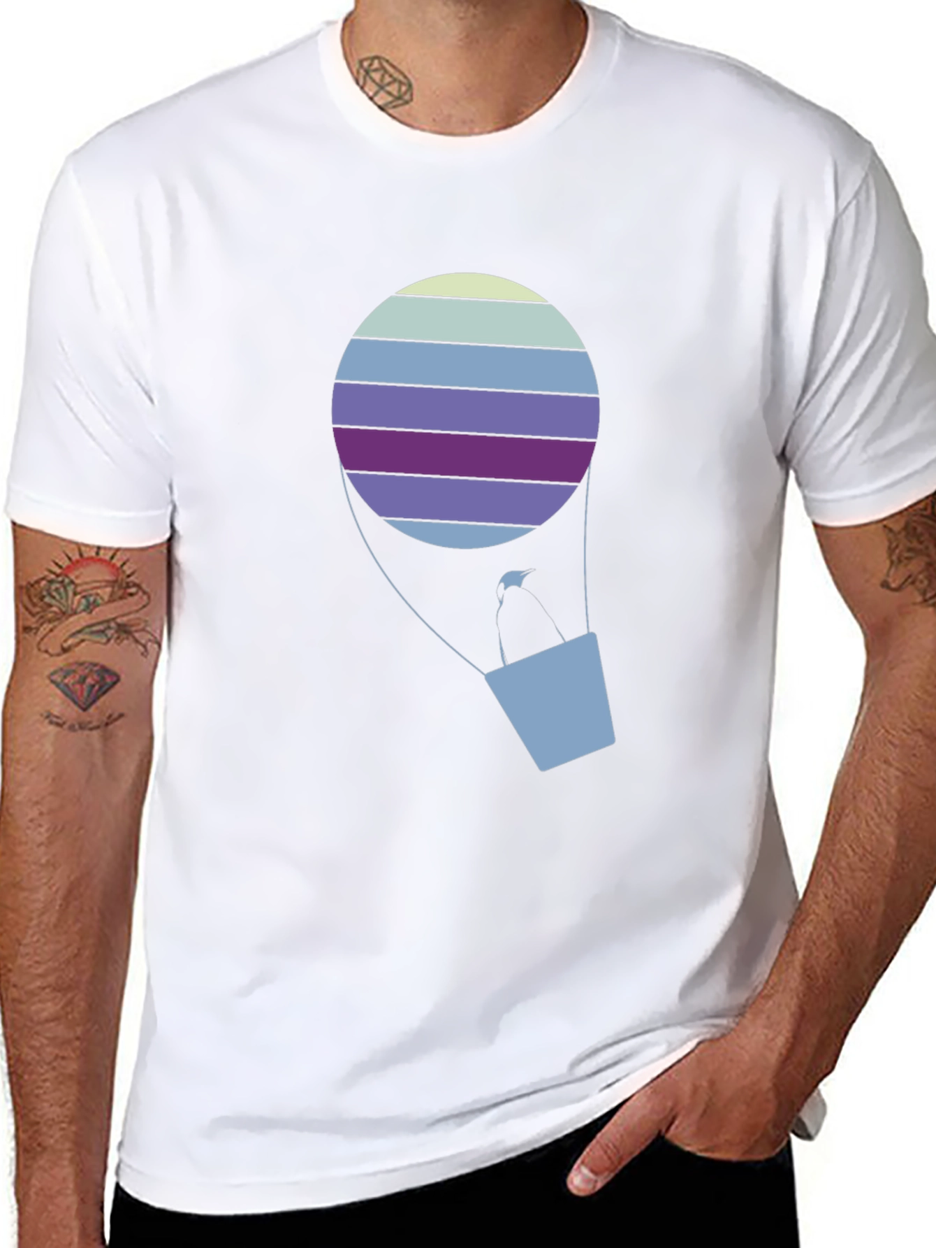 Striped Hot Air Balloon Graphic Tee