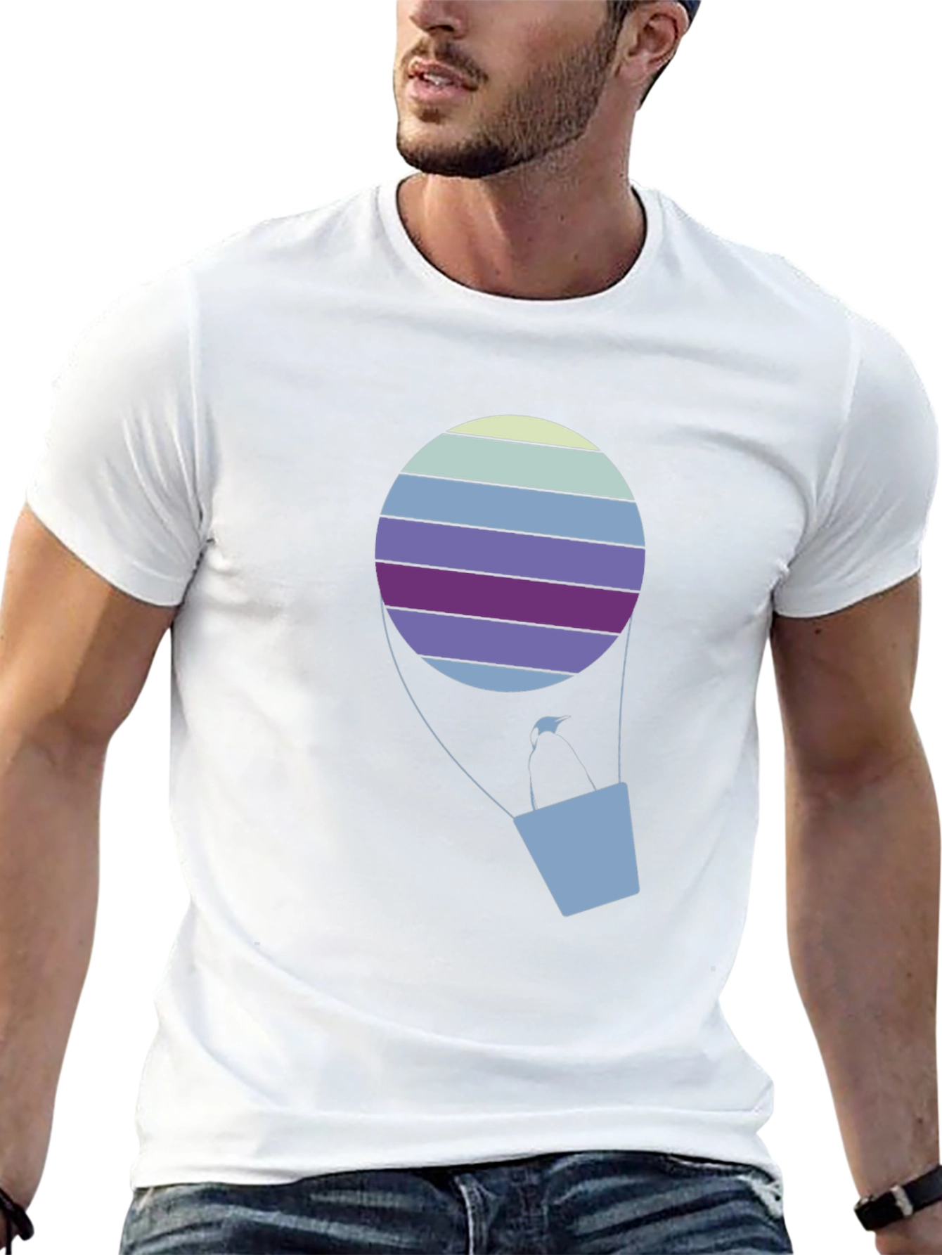 Striped Hot Air Balloon Graphic Tee