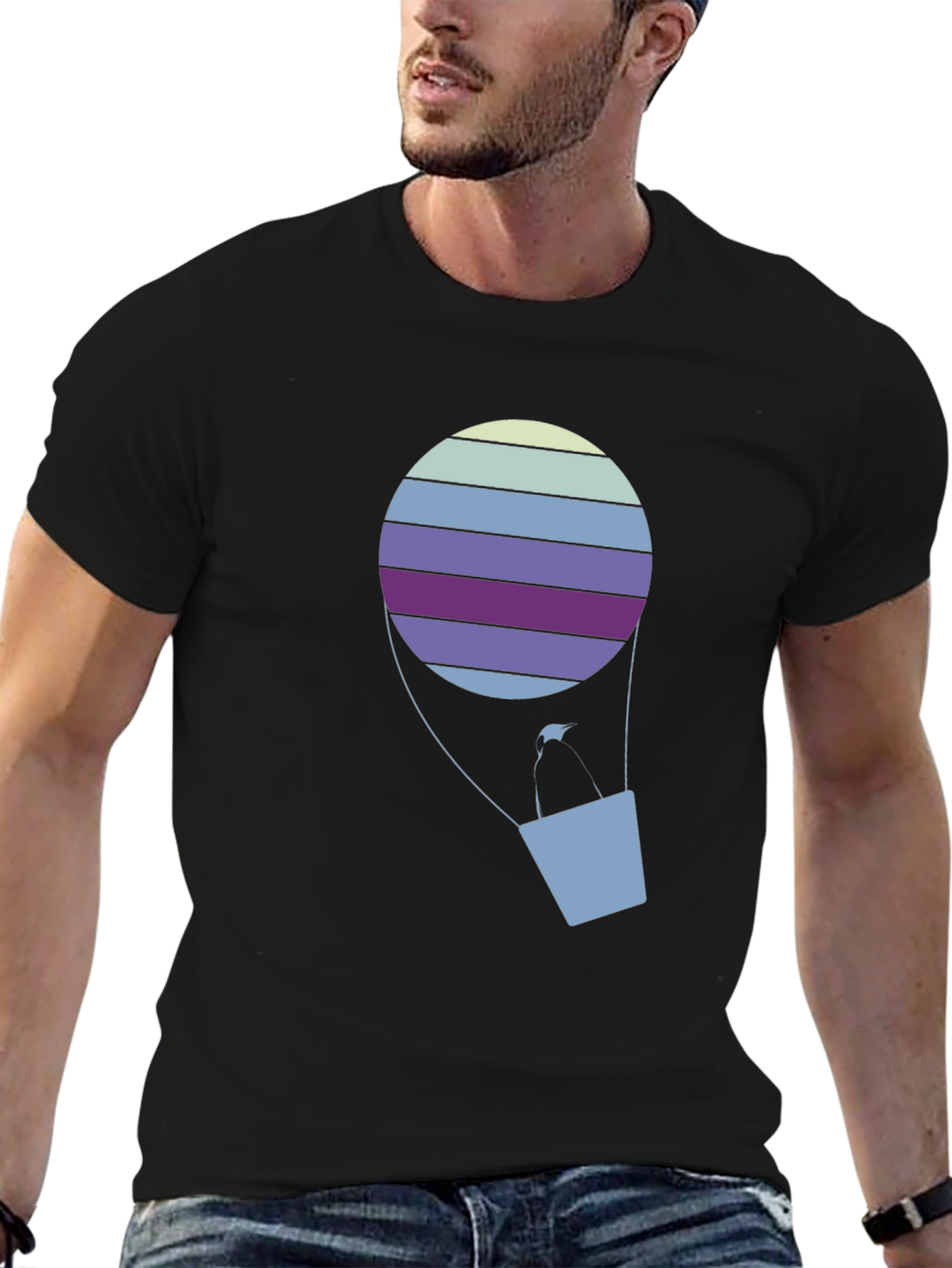 Striped Hot Air Balloon Graphic Tee