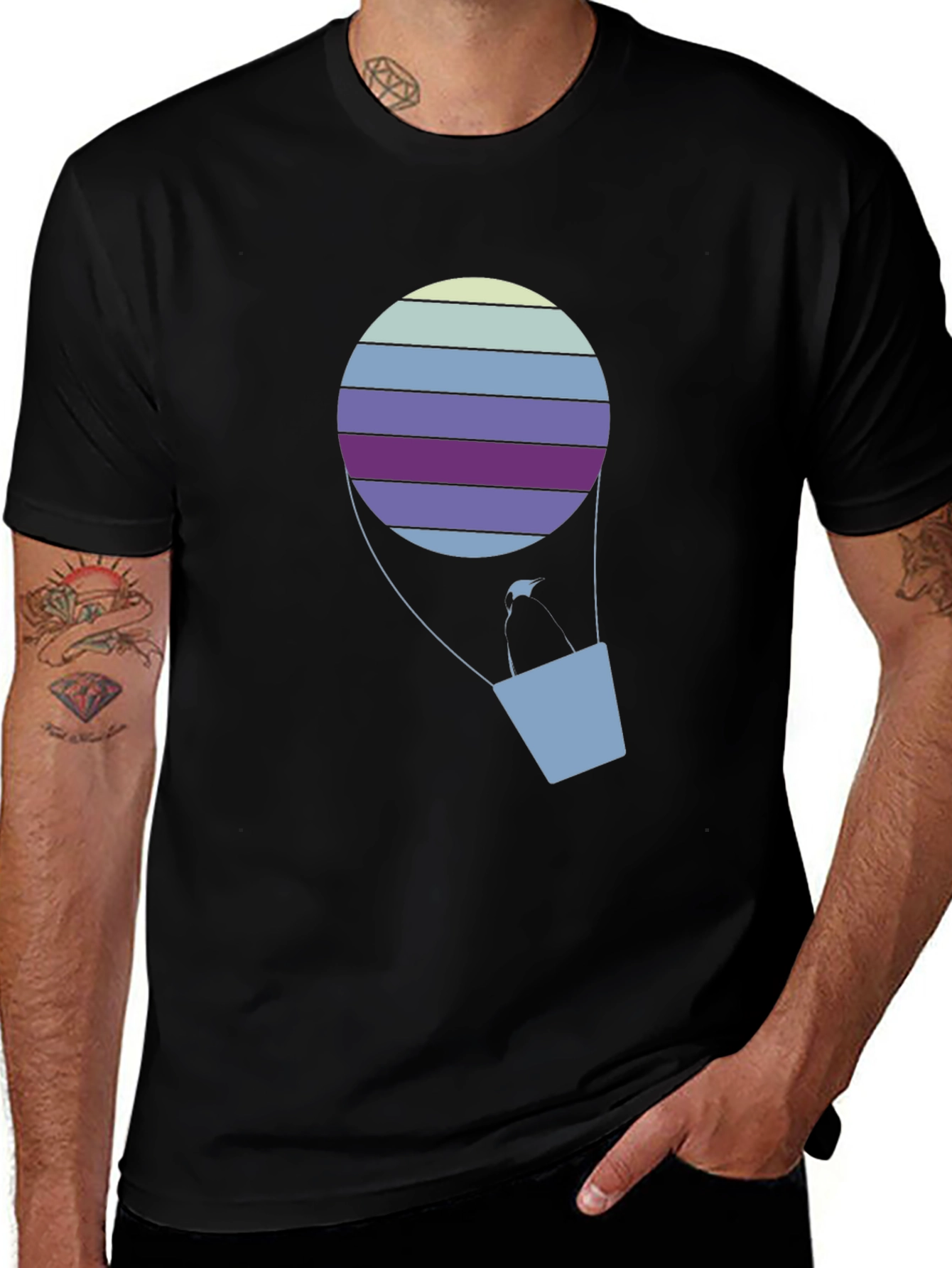 Striped Hot Air Balloon Graphic Tee