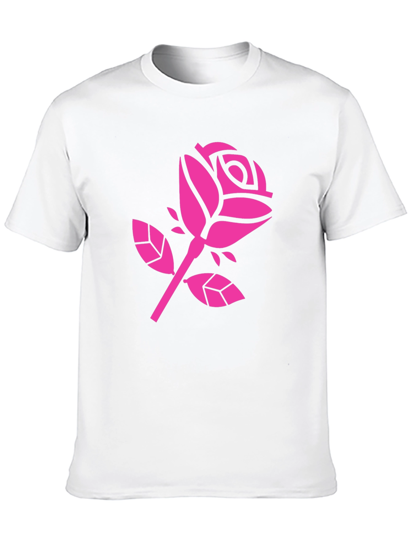 Pink Rose Graphic Black T-Shirt