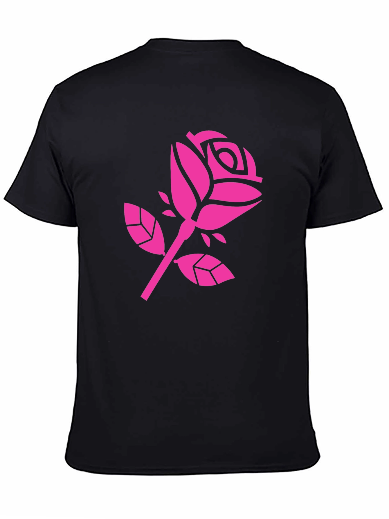 Pink Rose Graphic Black T-Shirt