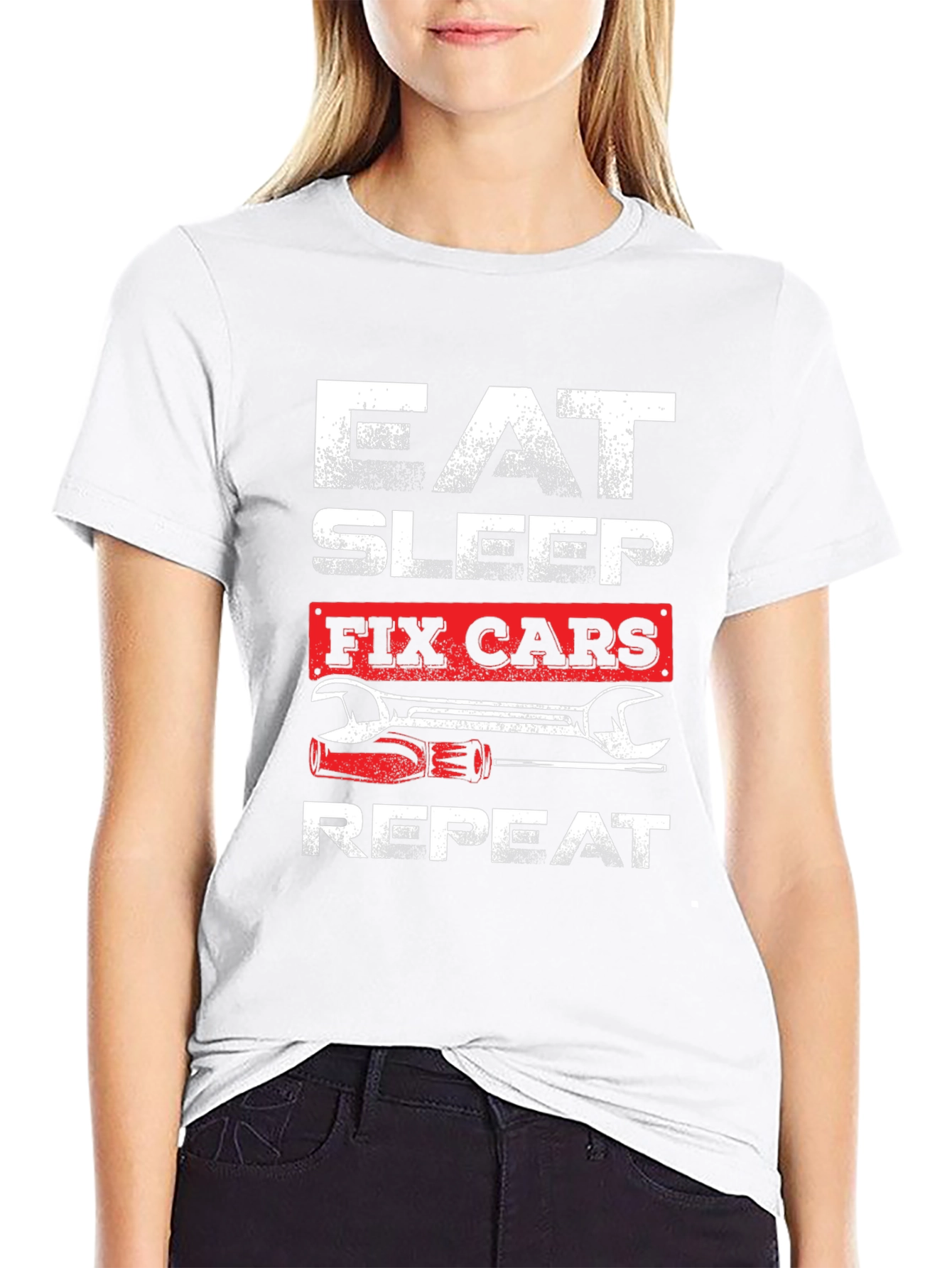 Eat Sleep Fix Cars Repeat Graphic T-Shirt