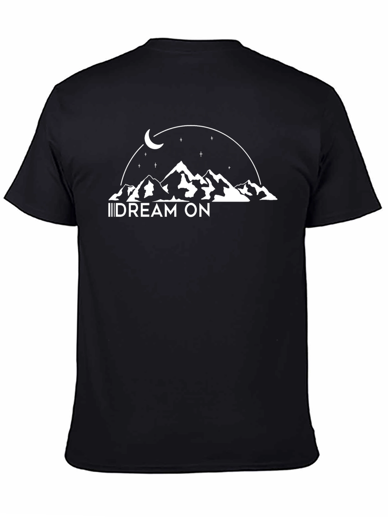 Dream On Mountain Tee - Black Cotton T-Shirt