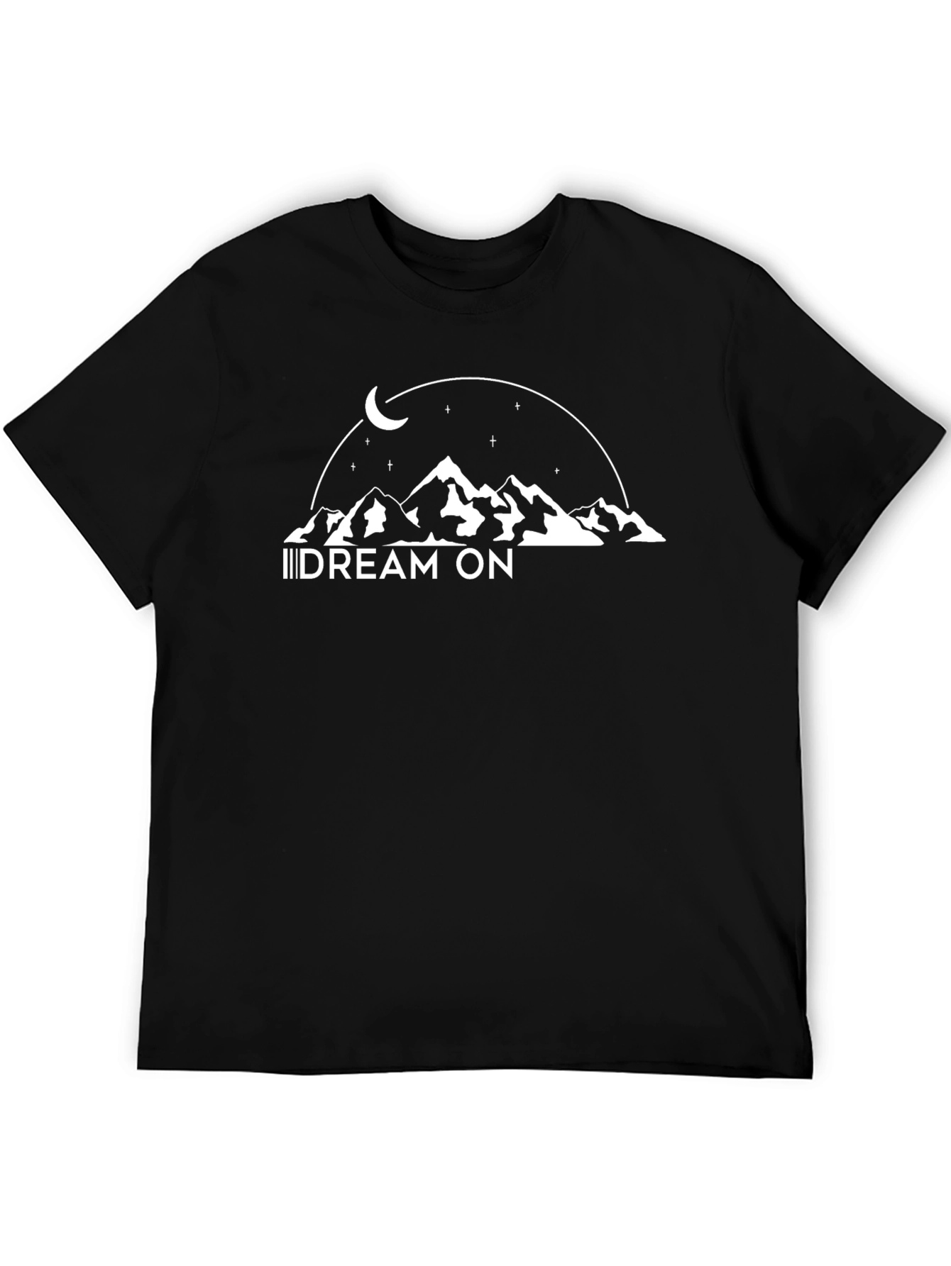 Dream On Mountain Tee - Black Cotton T-Shirt
