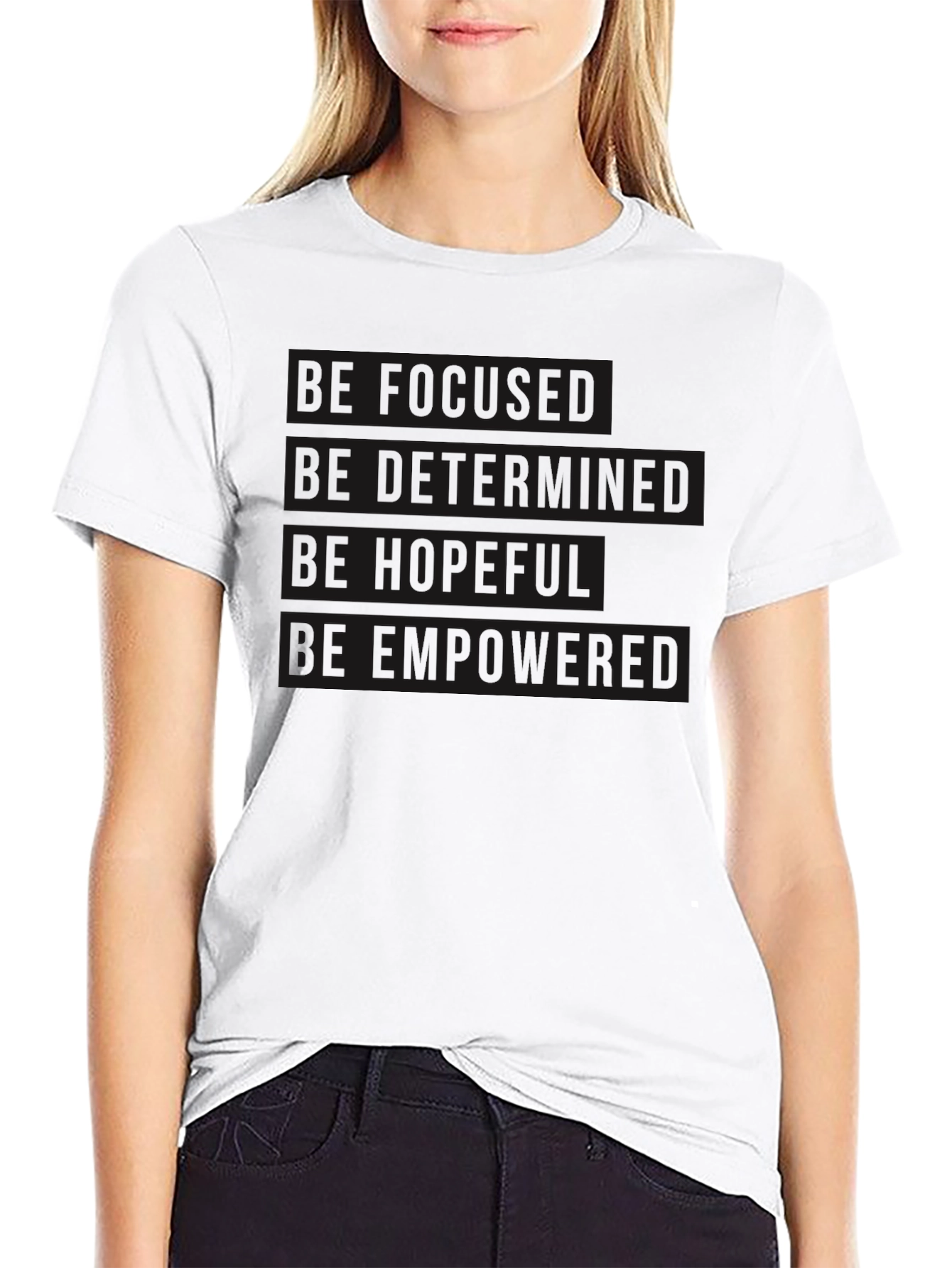 Motivational Black T-Shirt - Be Focused Determined Hopeful