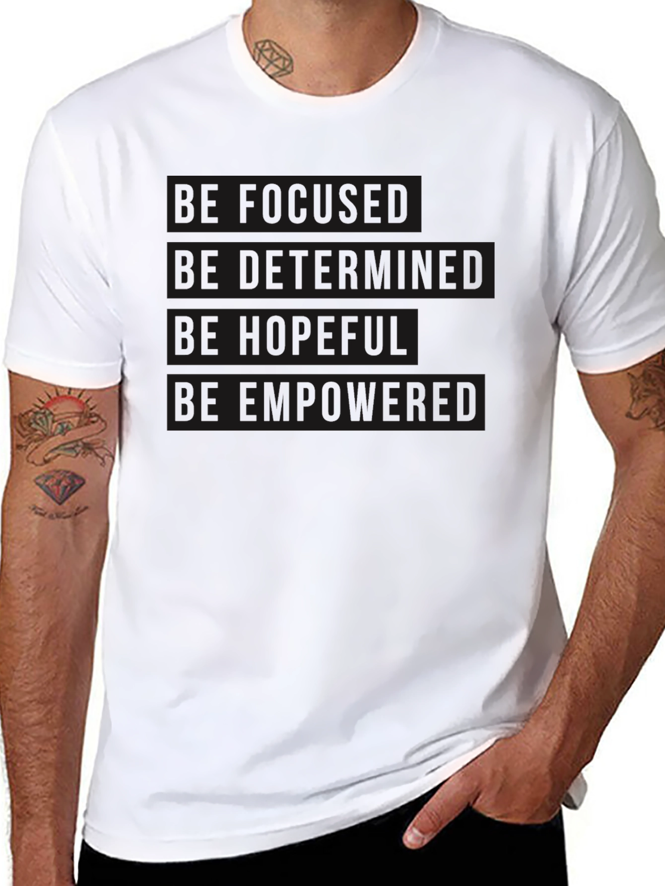 Motivational Black T-Shirt - Be Focused Determined Hopeful