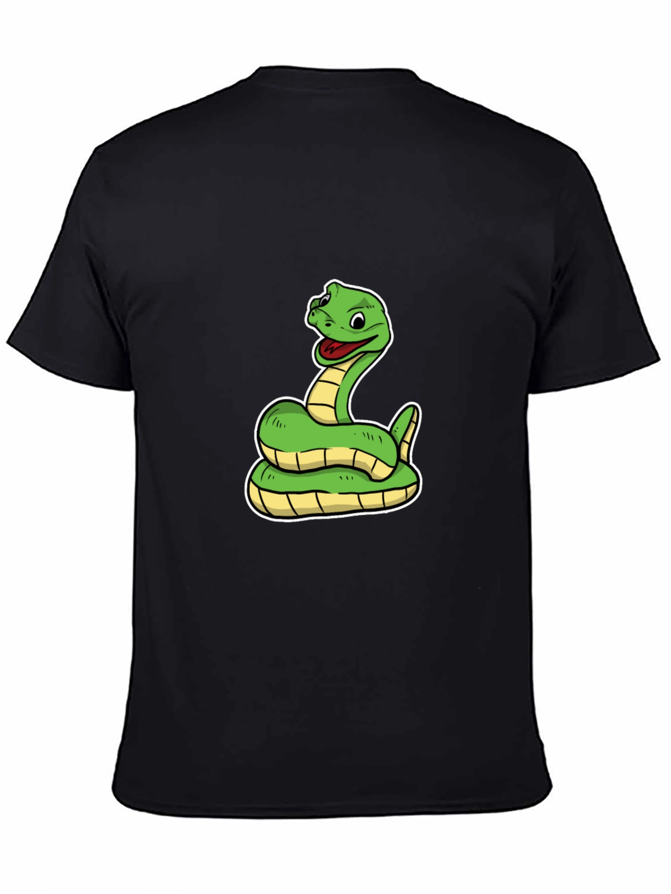 Snake Cartoon Black T-Shirt