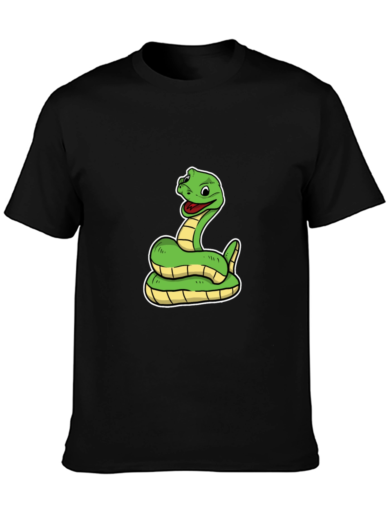 Snake Cartoon Black T-Shirt