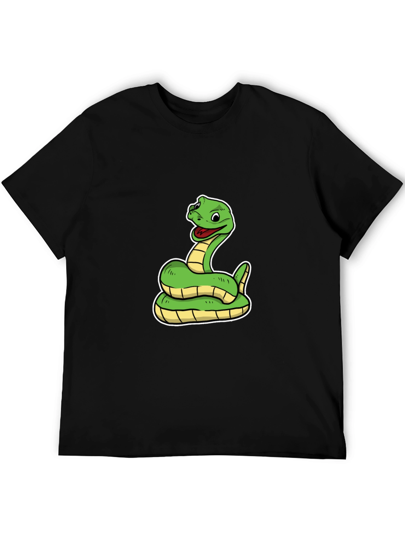 Snake Cartoon Black T-Shirt