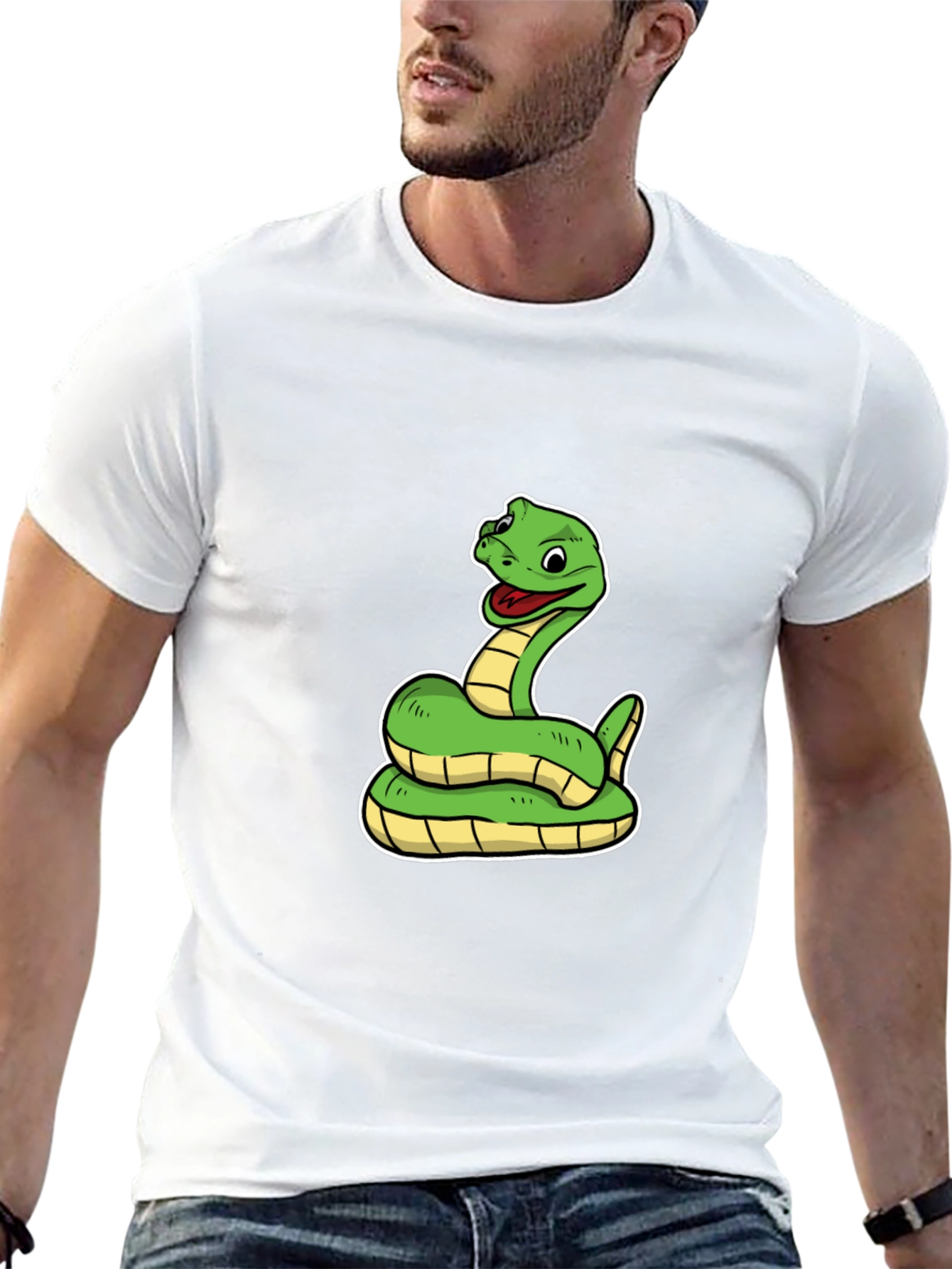 Snake Cartoon Black T-Shirt