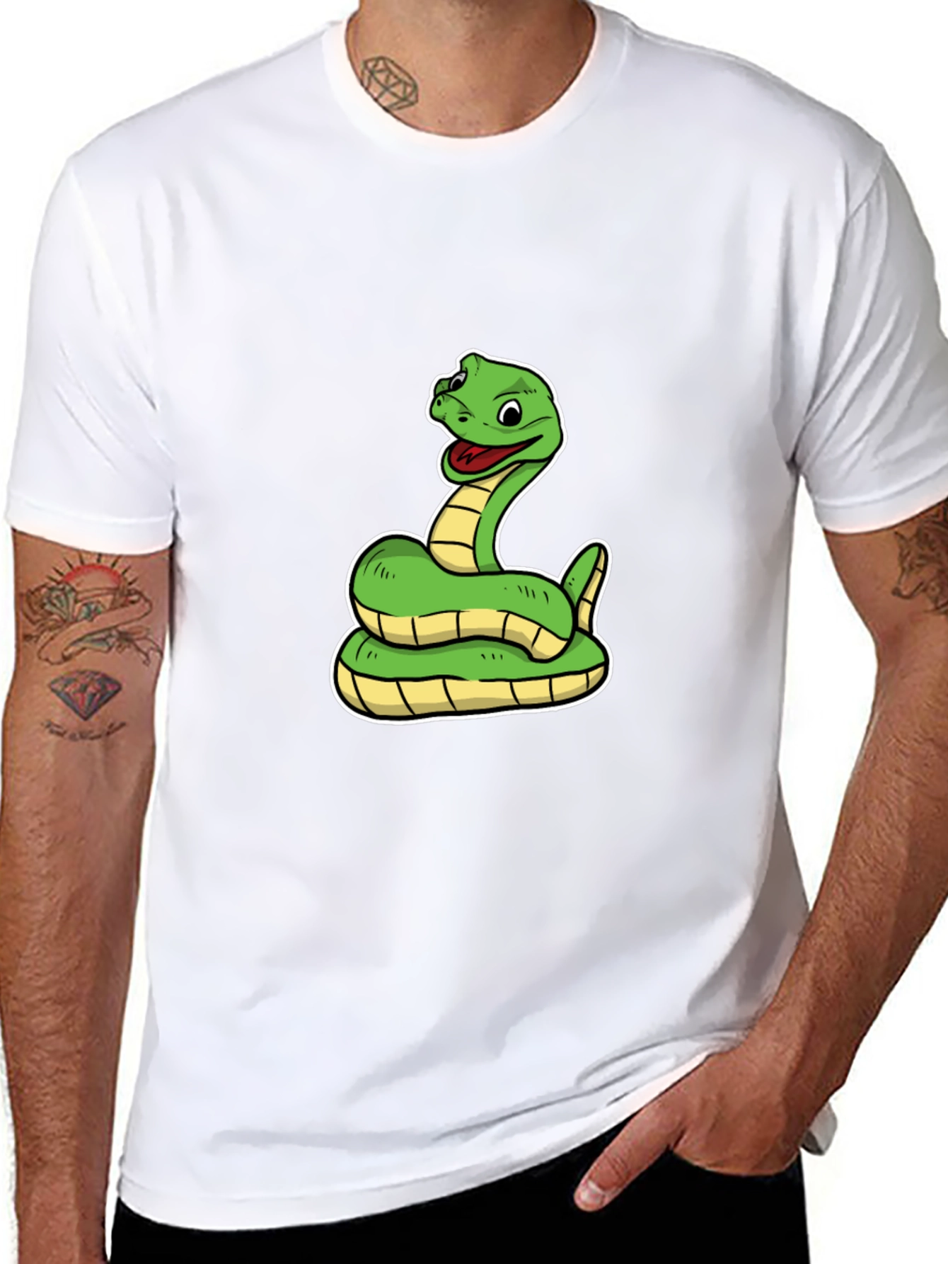 Snake Cartoon Black T-Shirt