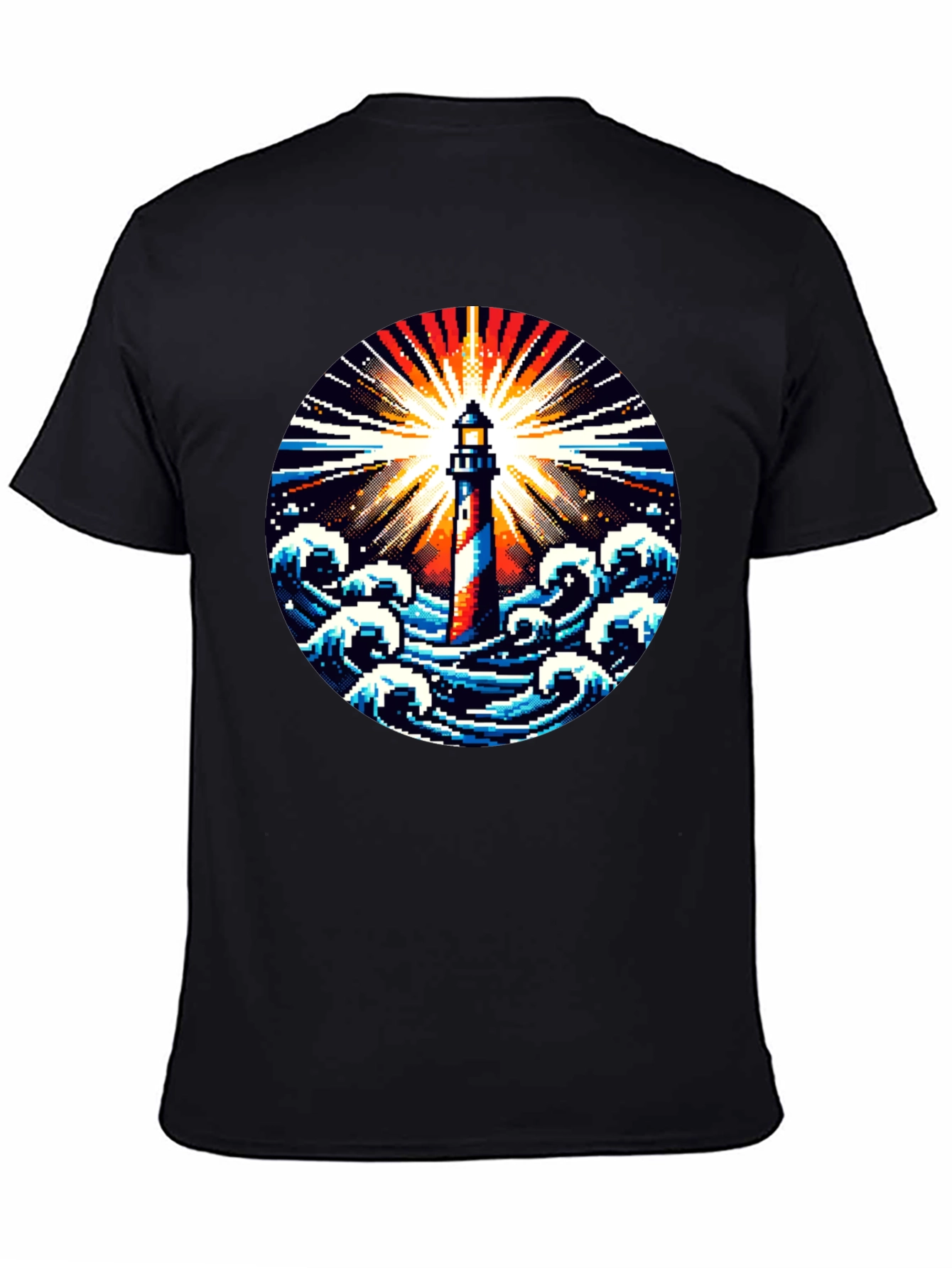 Pixel Lighthouse Graphic Tee - Black