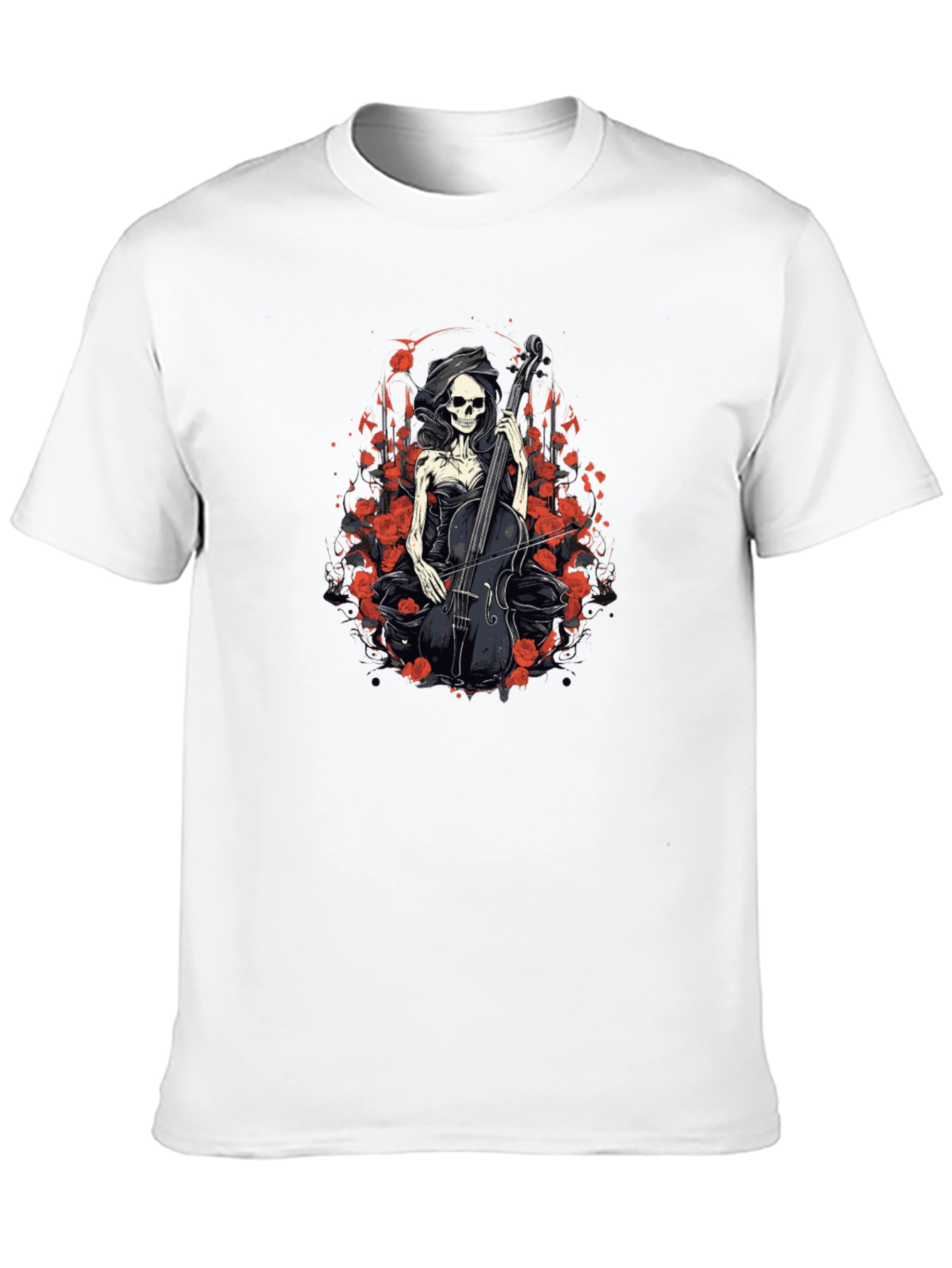Gothic Skeleton Cellist Graphic Tee