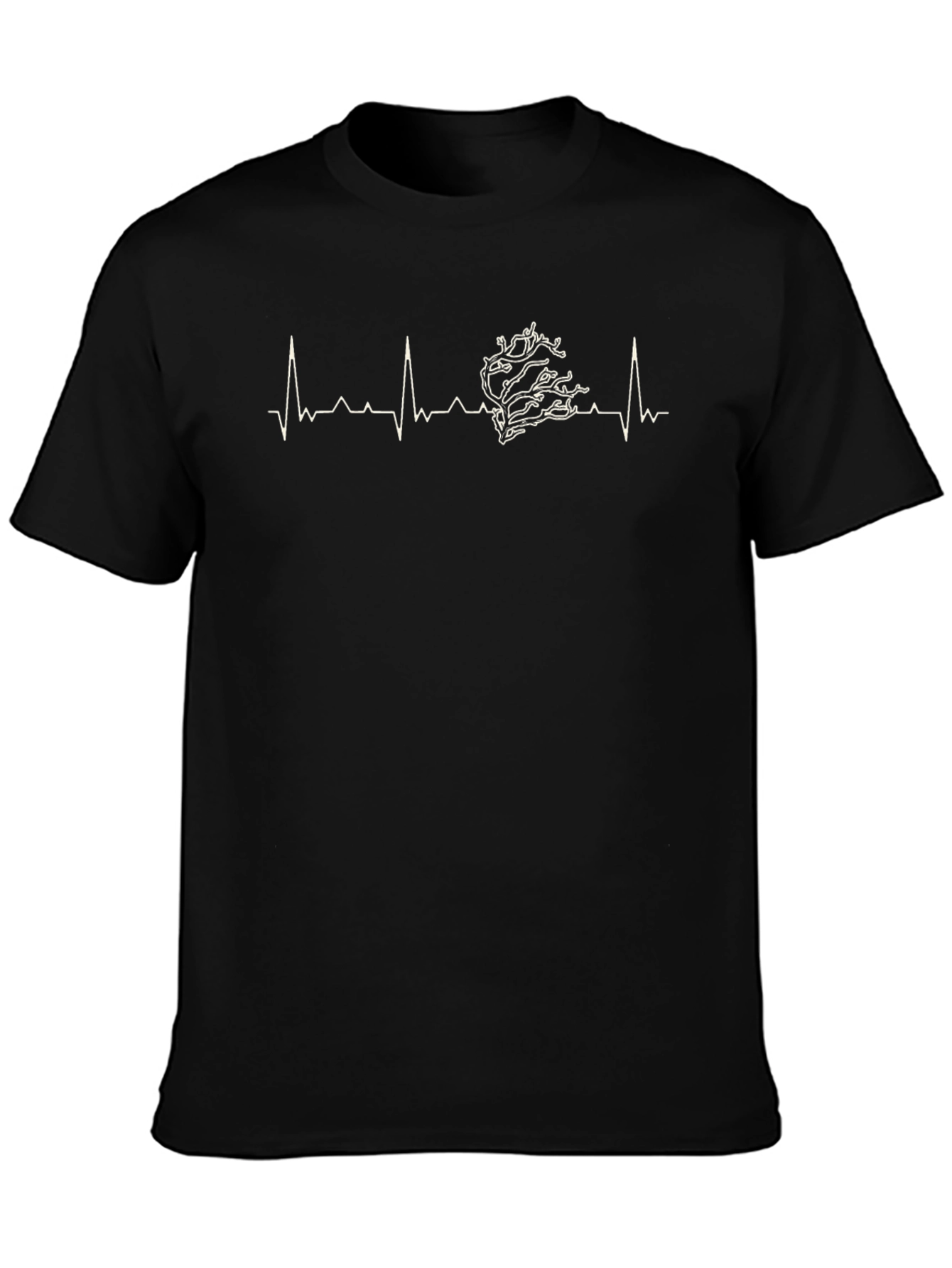 Heartbeat Tree Black T-Shirt