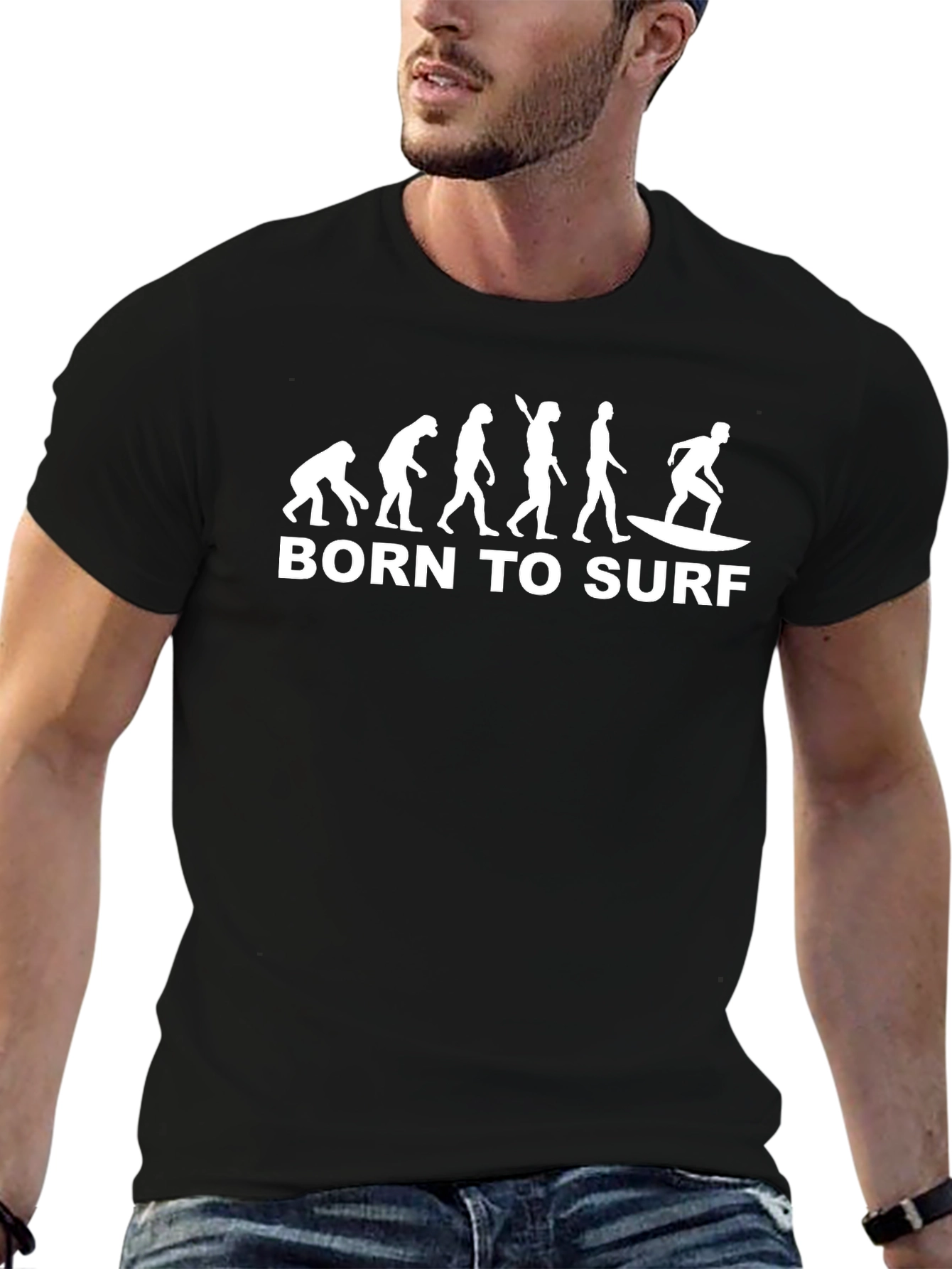 Born To Surf Evolution Black Graphic Tee
