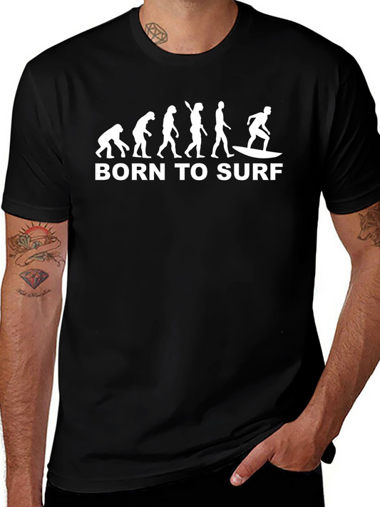 Born To Surf Evolution Black Graphic Tee