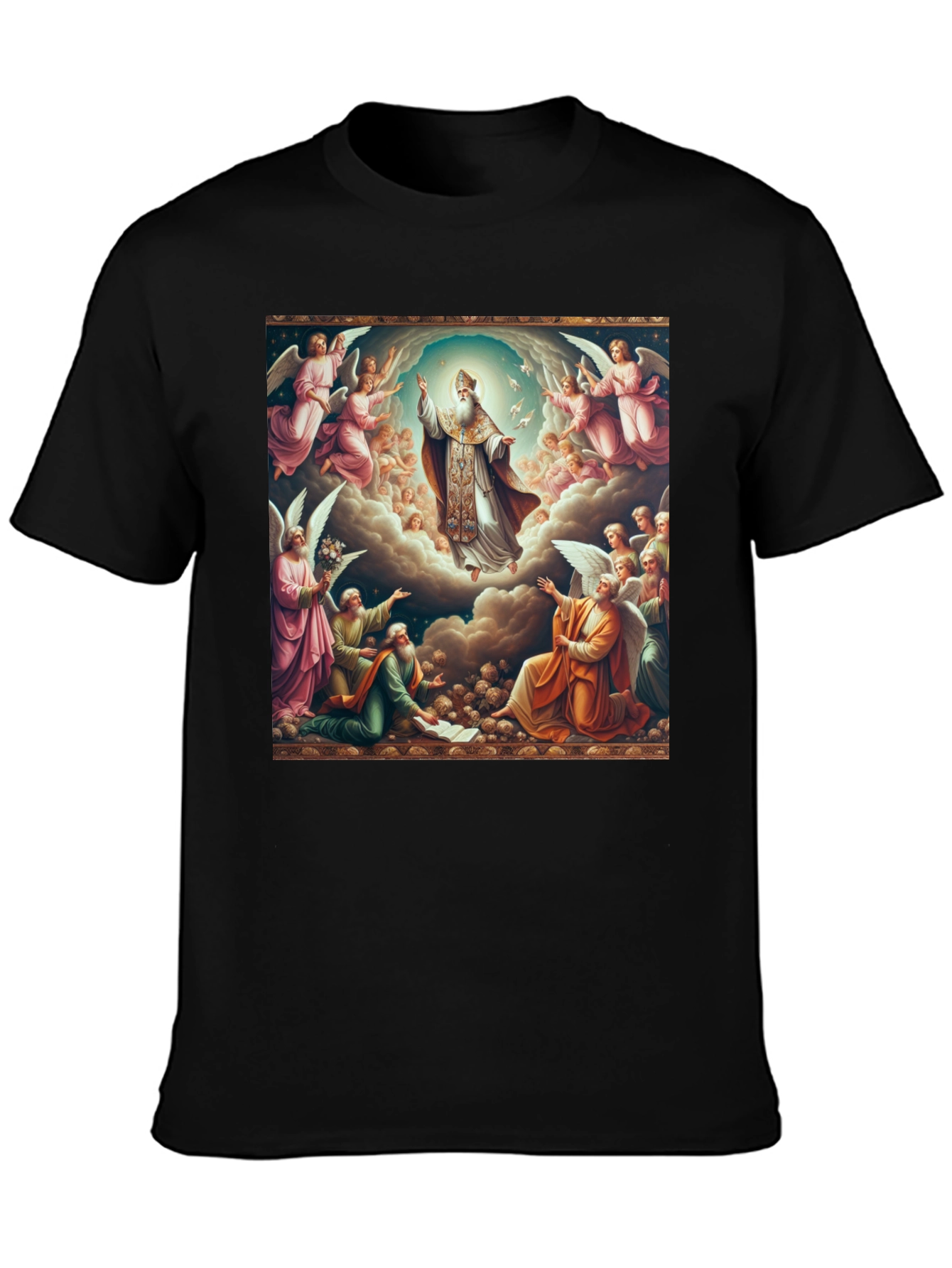 Angelic Ascension Graphic Tee - Religious Art Shirt