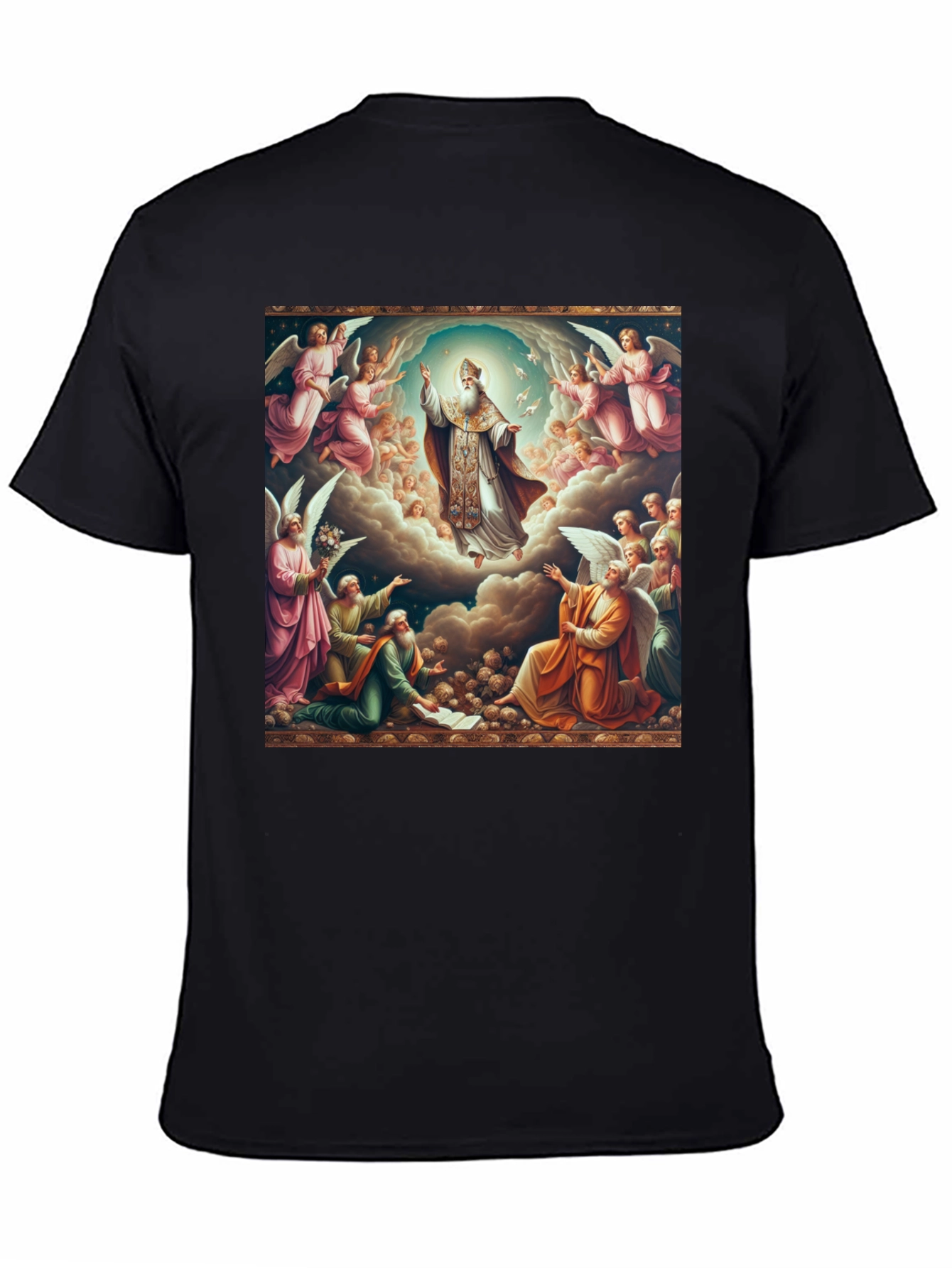Angelic Ascension Graphic Tee - Religious Art Shirt