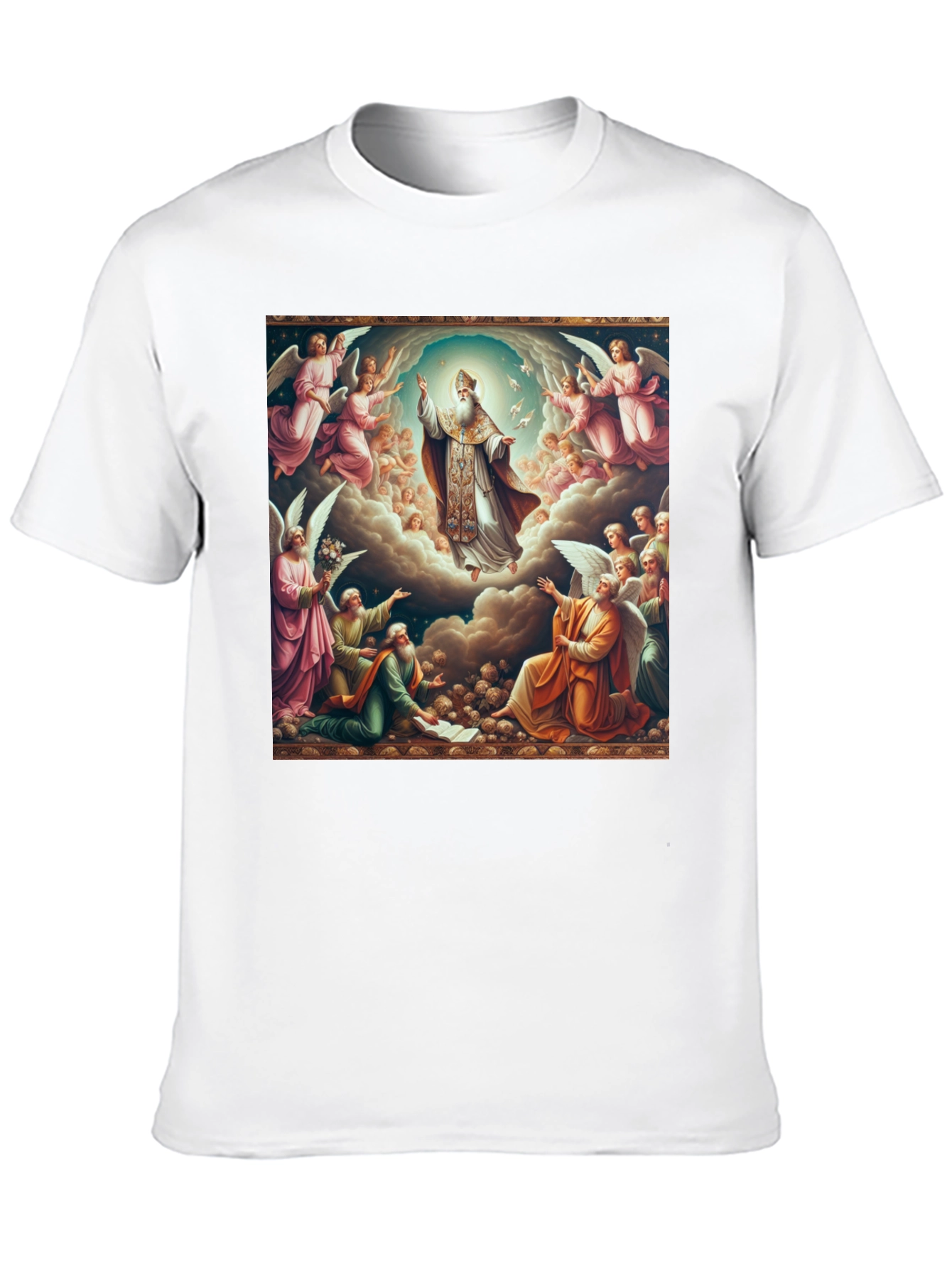 Angelic Ascension Graphic Tee - Religious Art Shirt