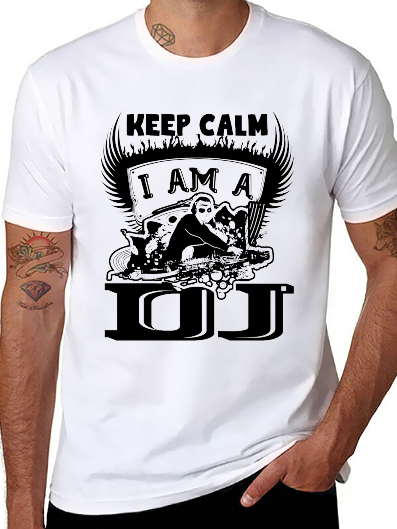 Keep Calm I Am A DJ Black Graphic T-Shirt