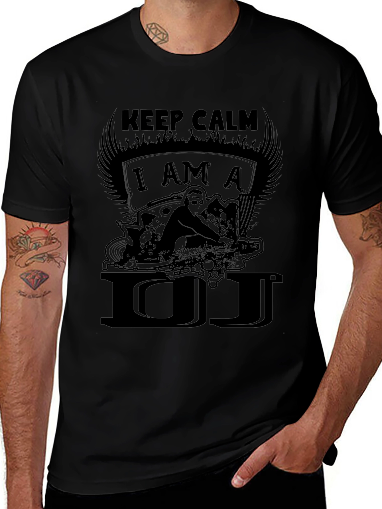 Keep Calm I Am A DJ Black Graphic T-Shirt