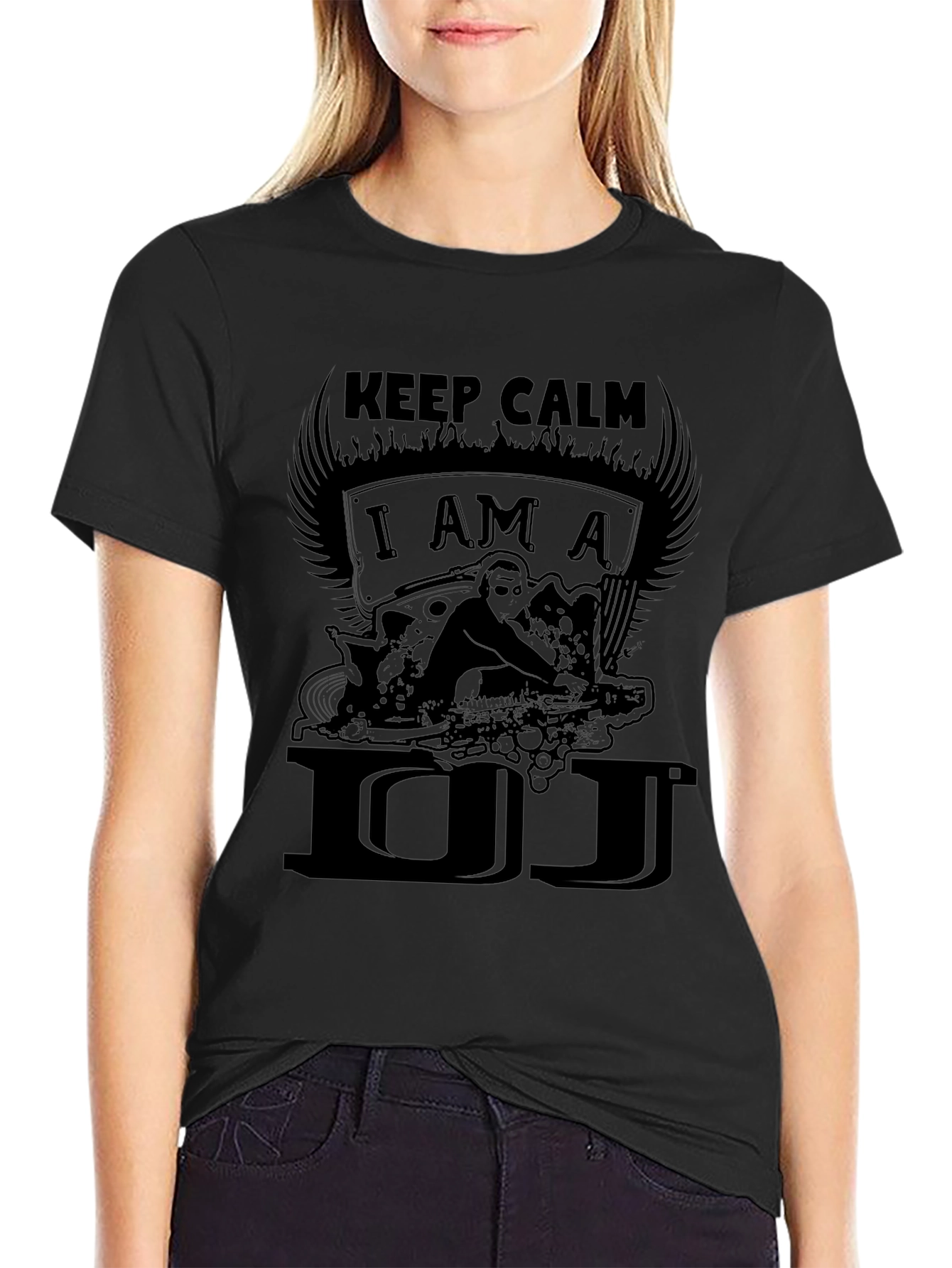 Keep Calm I Am A DJ Black Graphic T-Shirt