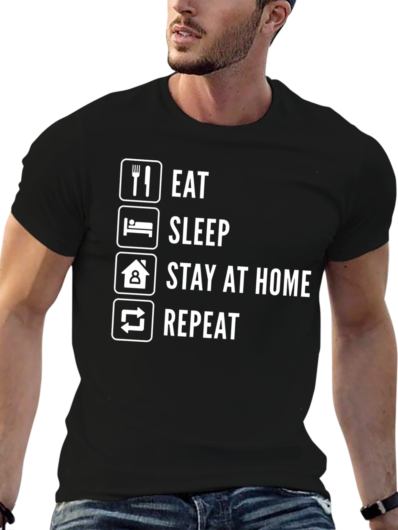 Eat Sleep Stay Home Repeat T-Shirt