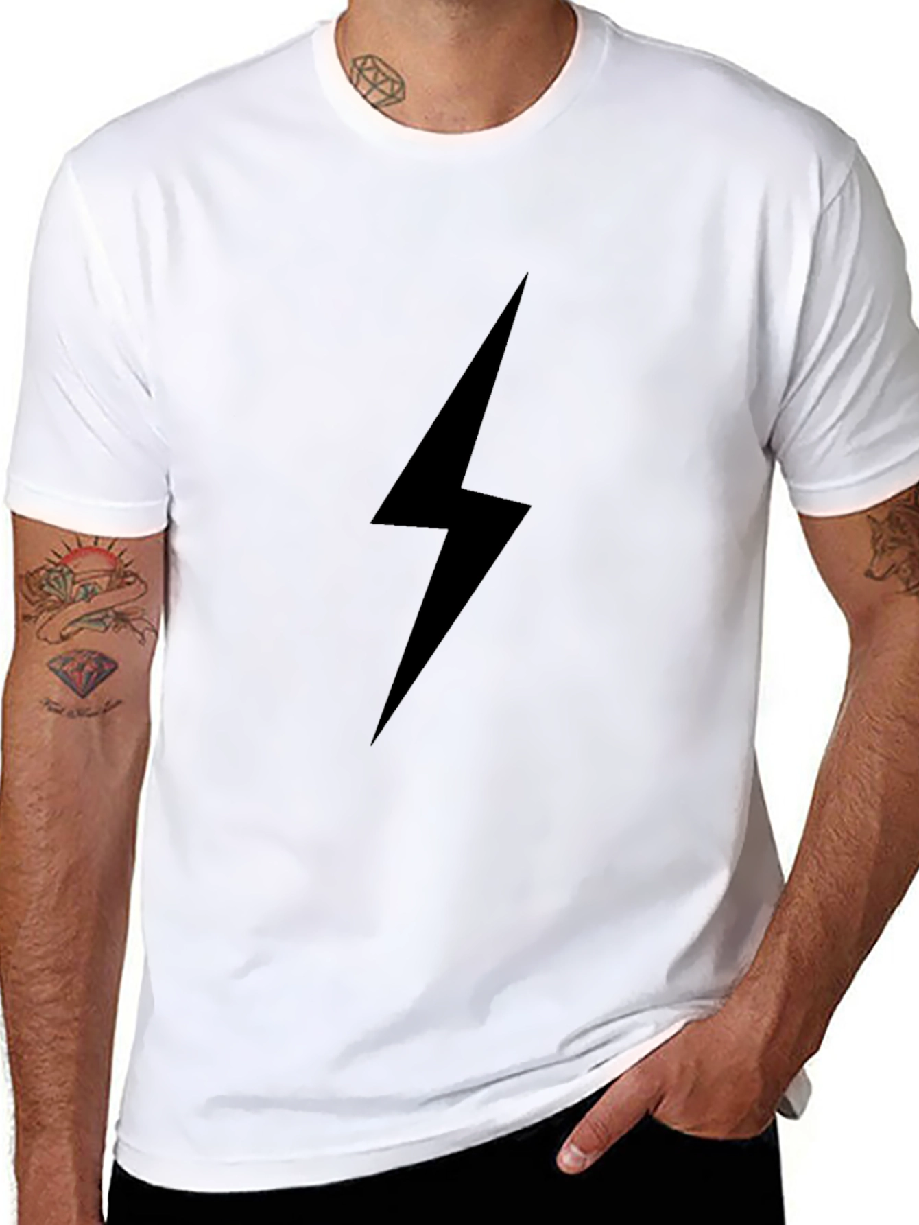 Black Lightning Bolt T-Shirt - Stylish Casual Wear