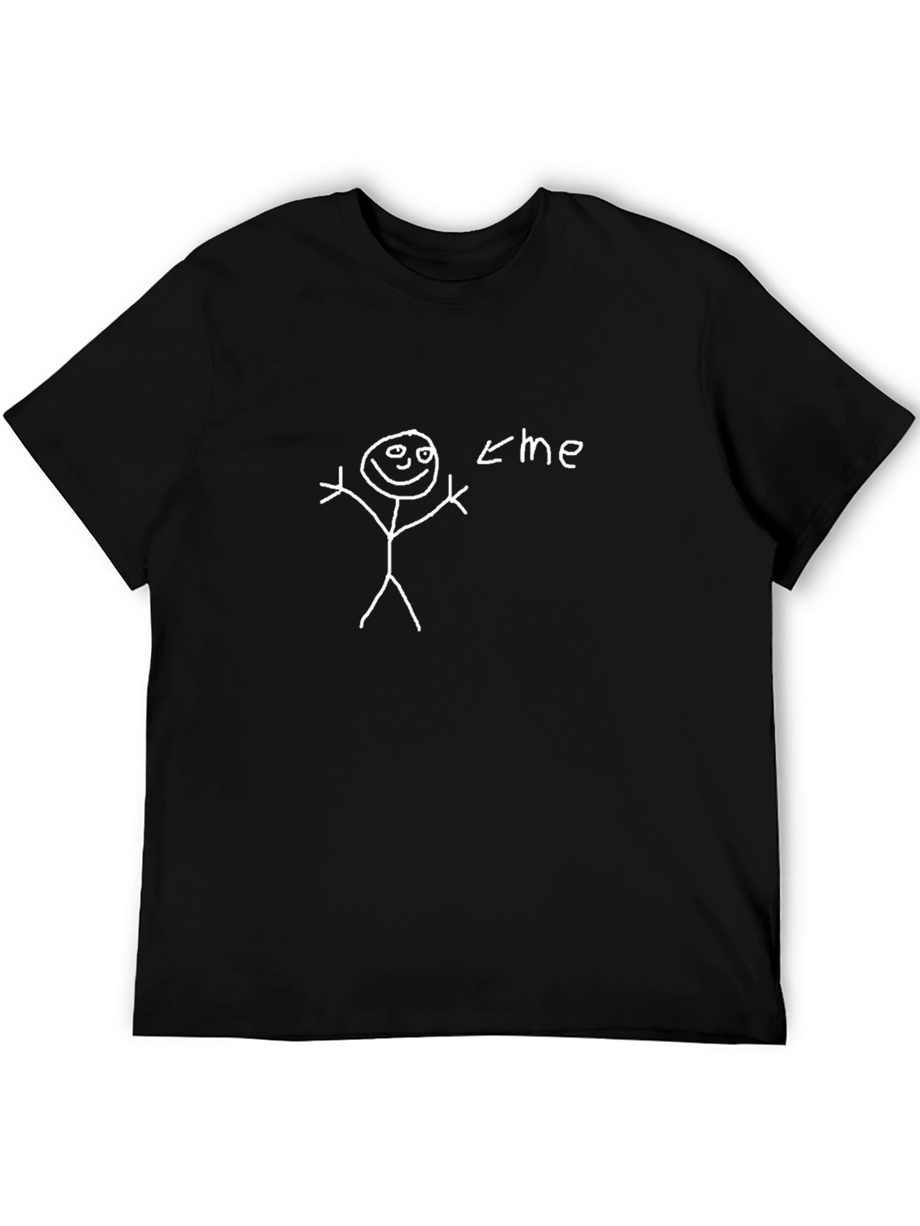 Humorous Stick Figure Me T-Shirt - Black
