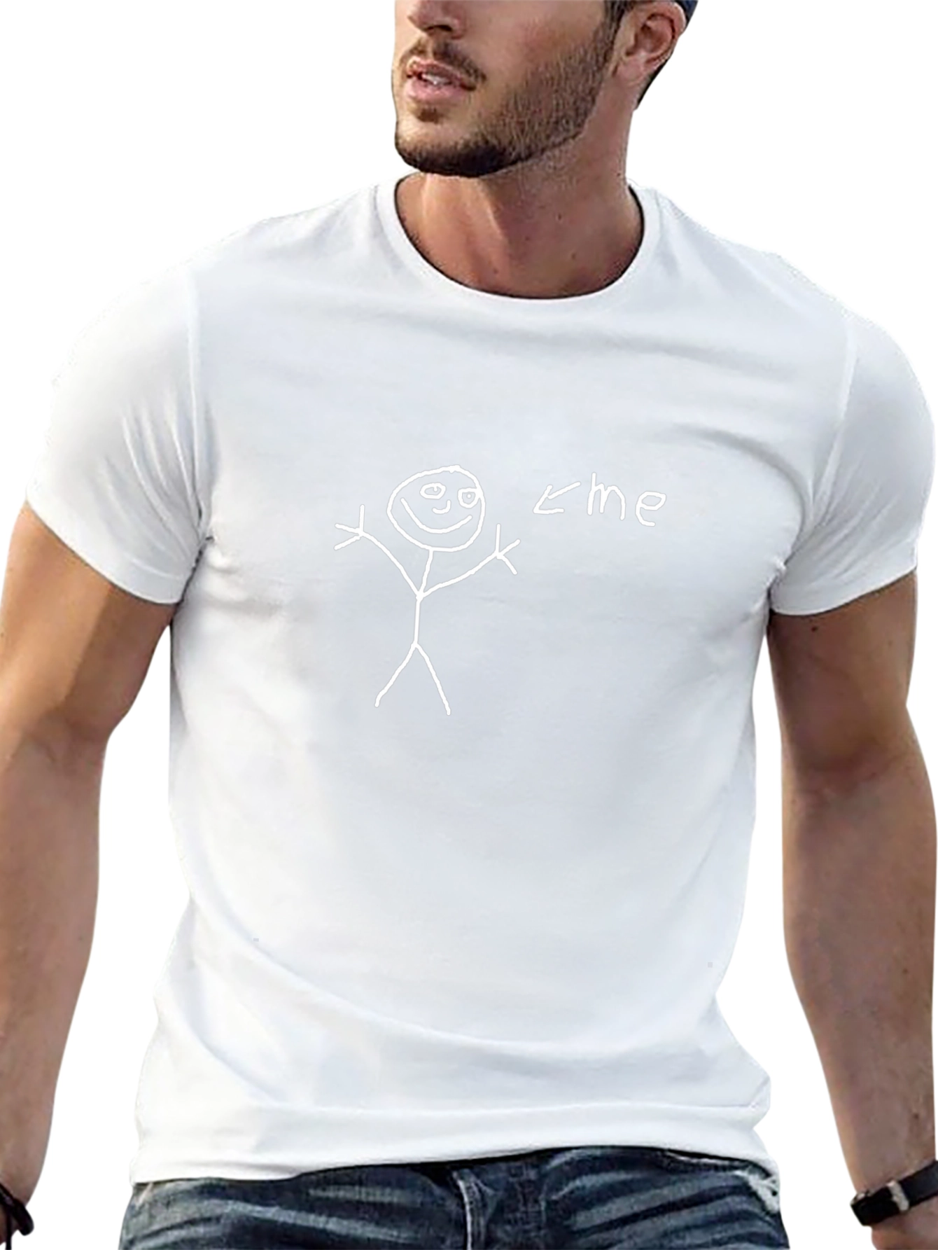 Humorous Stick Figure Me T-Shirt - Black