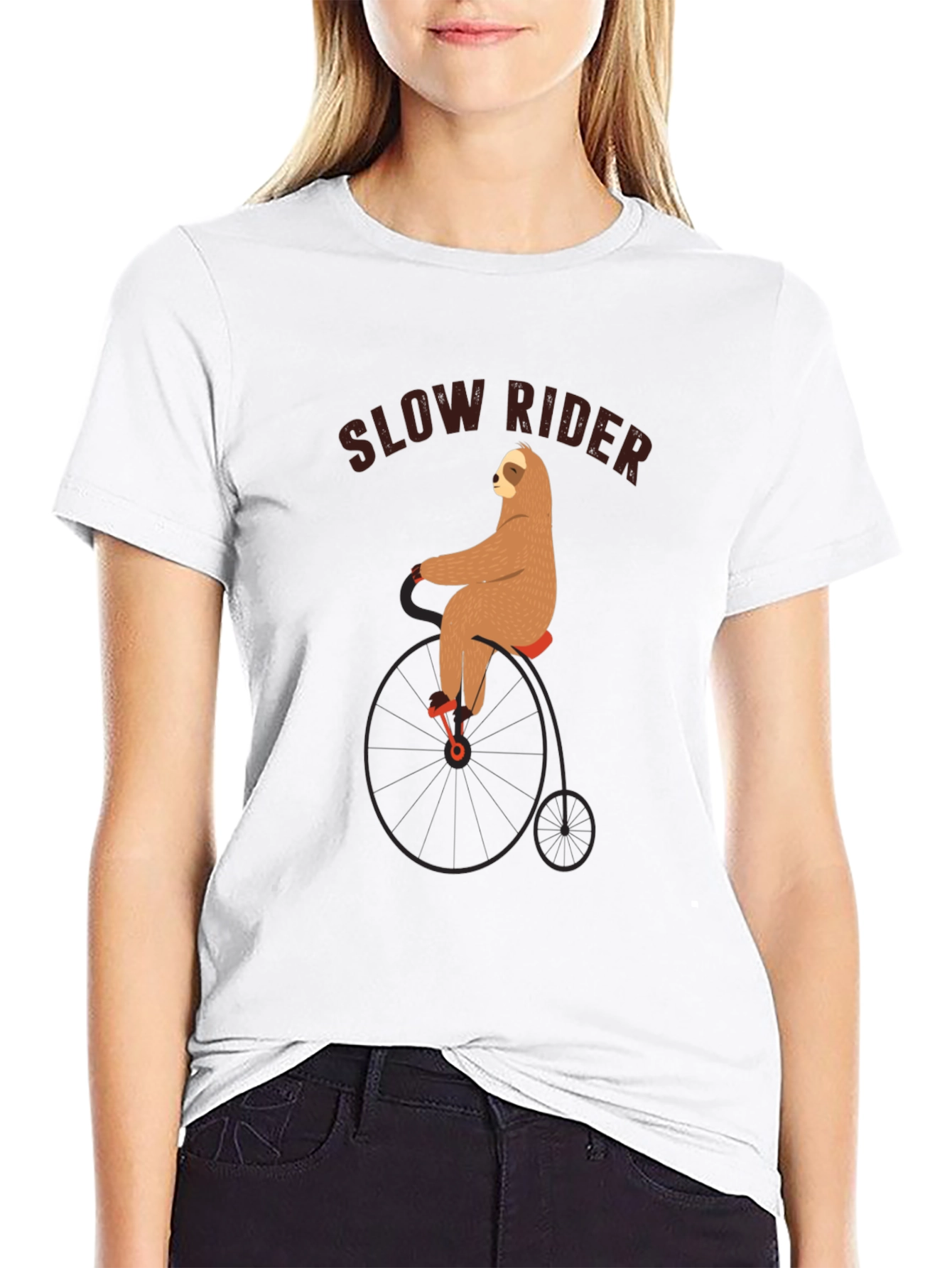 Slow Rider Sloth on Penny-Farthing Bicycle T-Shirt