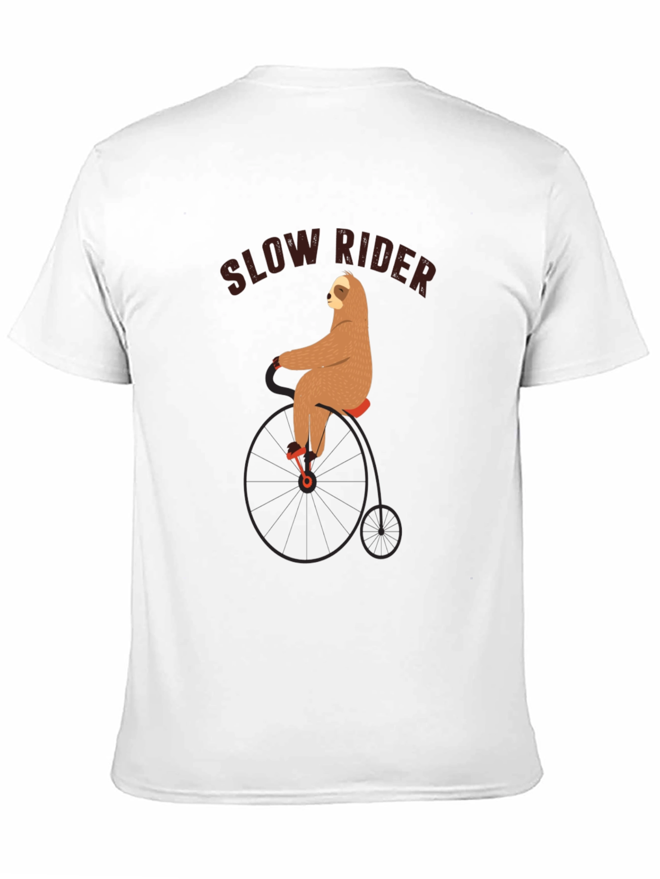 Slow Rider Sloth on Penny-Farthing Bicycle T-Shirt