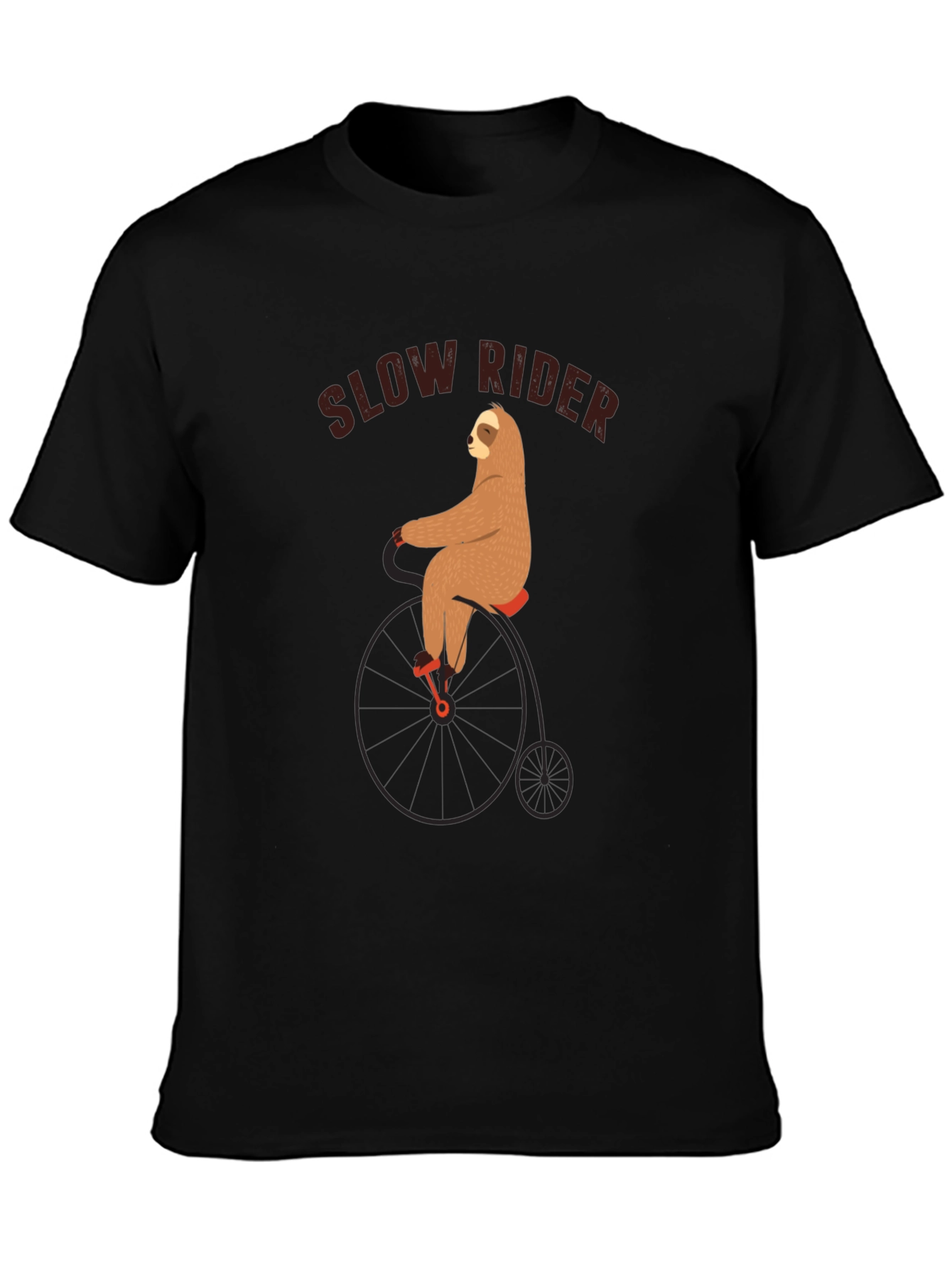 Slow Rider Sloth on Penny-Farthing Bicycle T-Shirt
