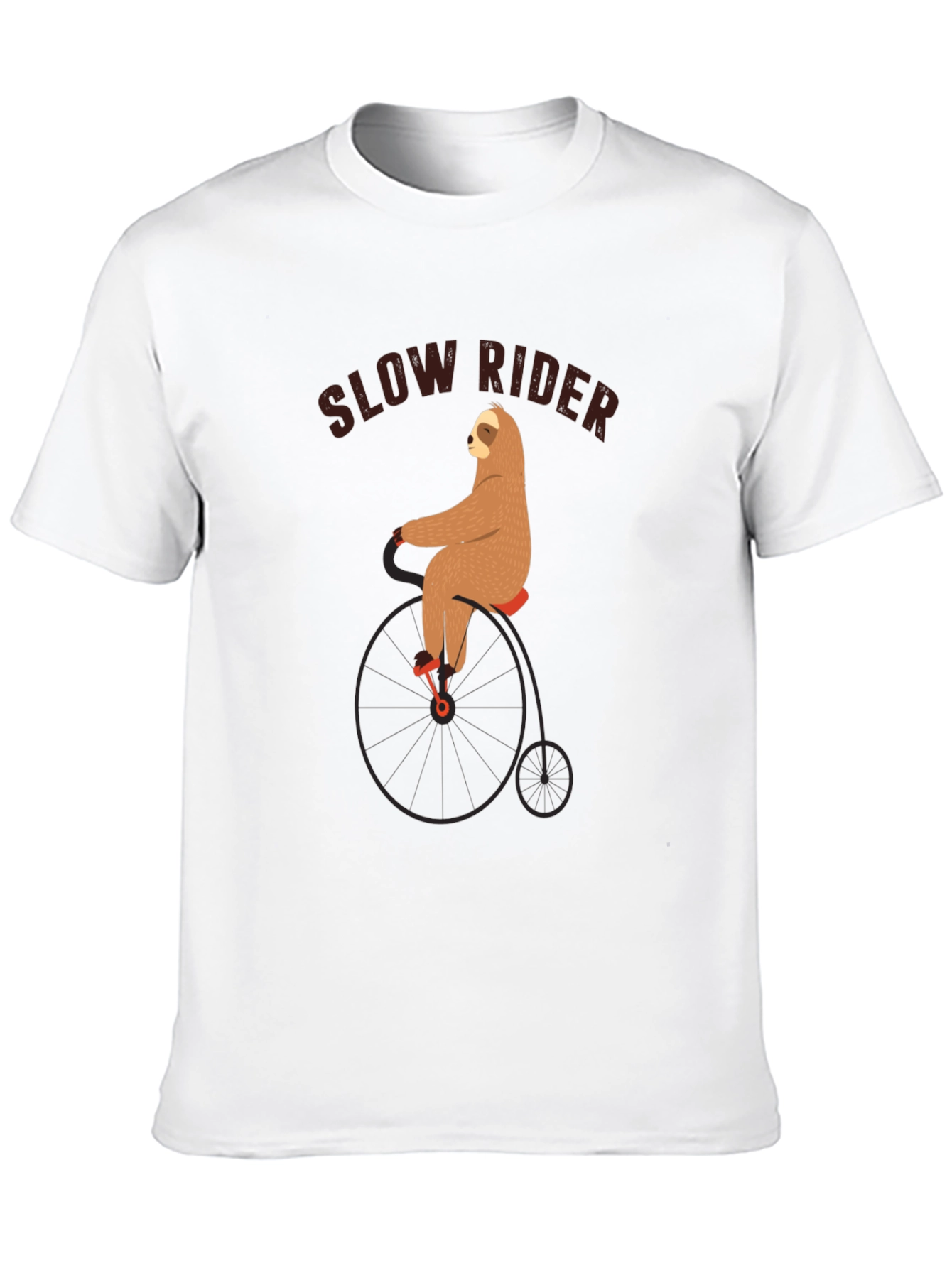 Slow Rider Sloth on Penny-Farthing Bicycle T-Shirt