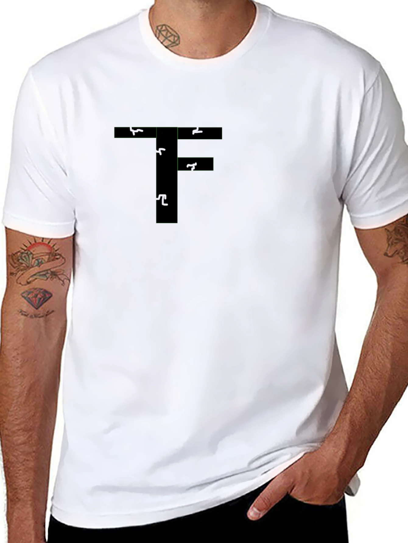 Abstract T-Shirt with Letter F Design