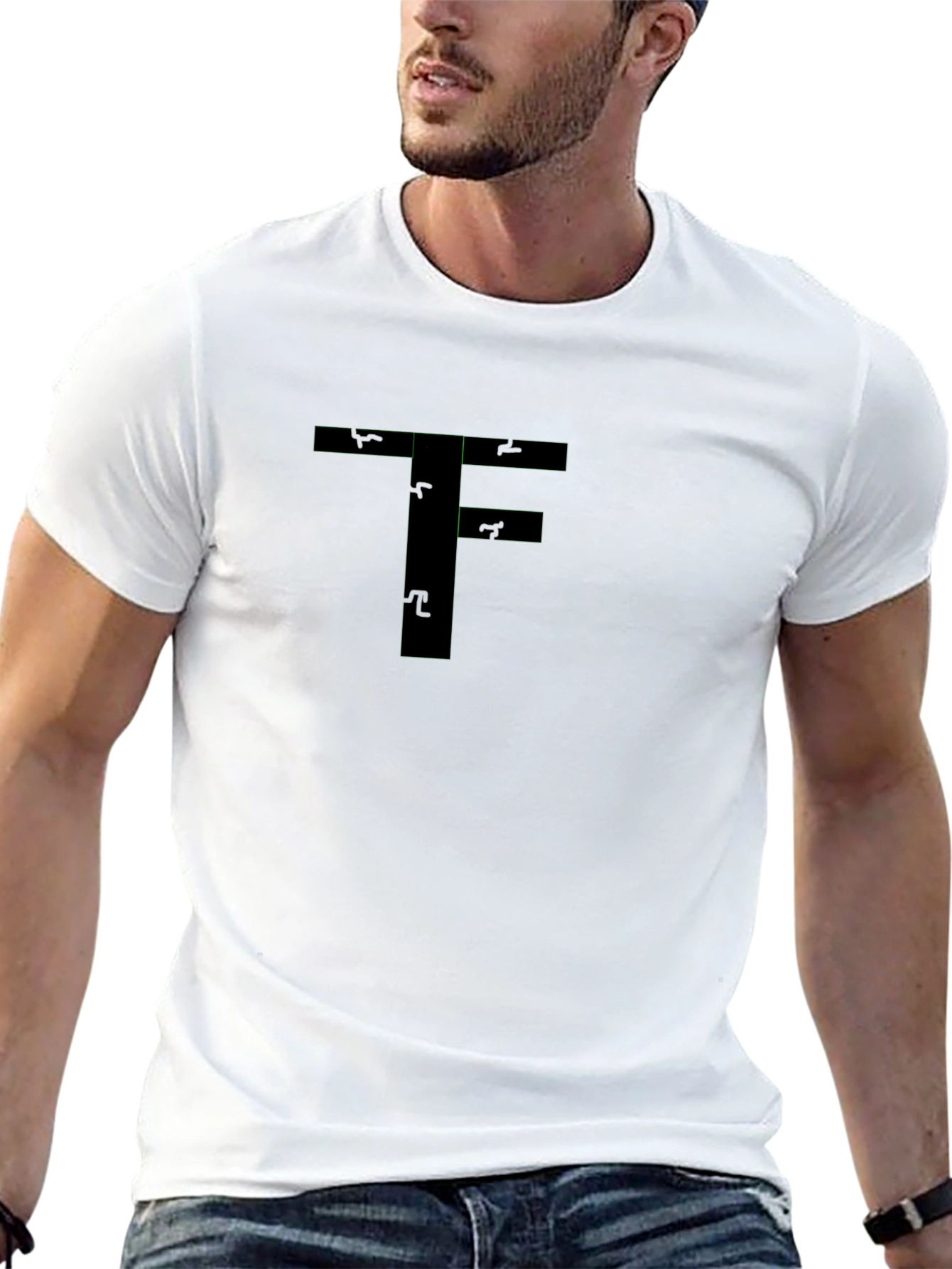 Abstract T-Shirt with Letter F Design