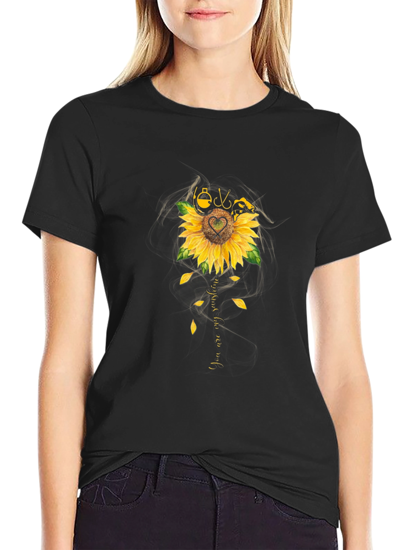 Sunflower Fishing T-Shirt - You Are My Sunshine Tee