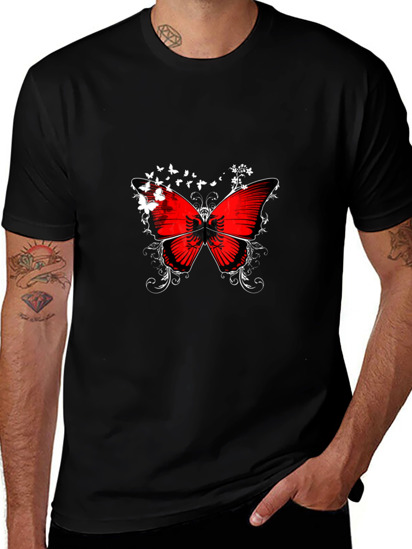 Albanian Butterfly Black T-Shirt