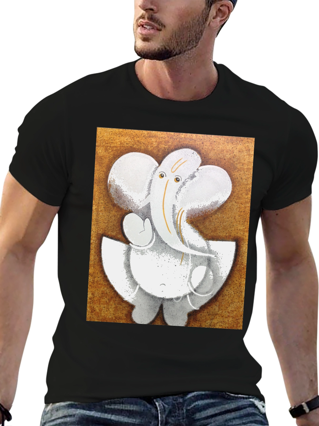Ganesha Graphic T-Shirt - Black Cotton Blend