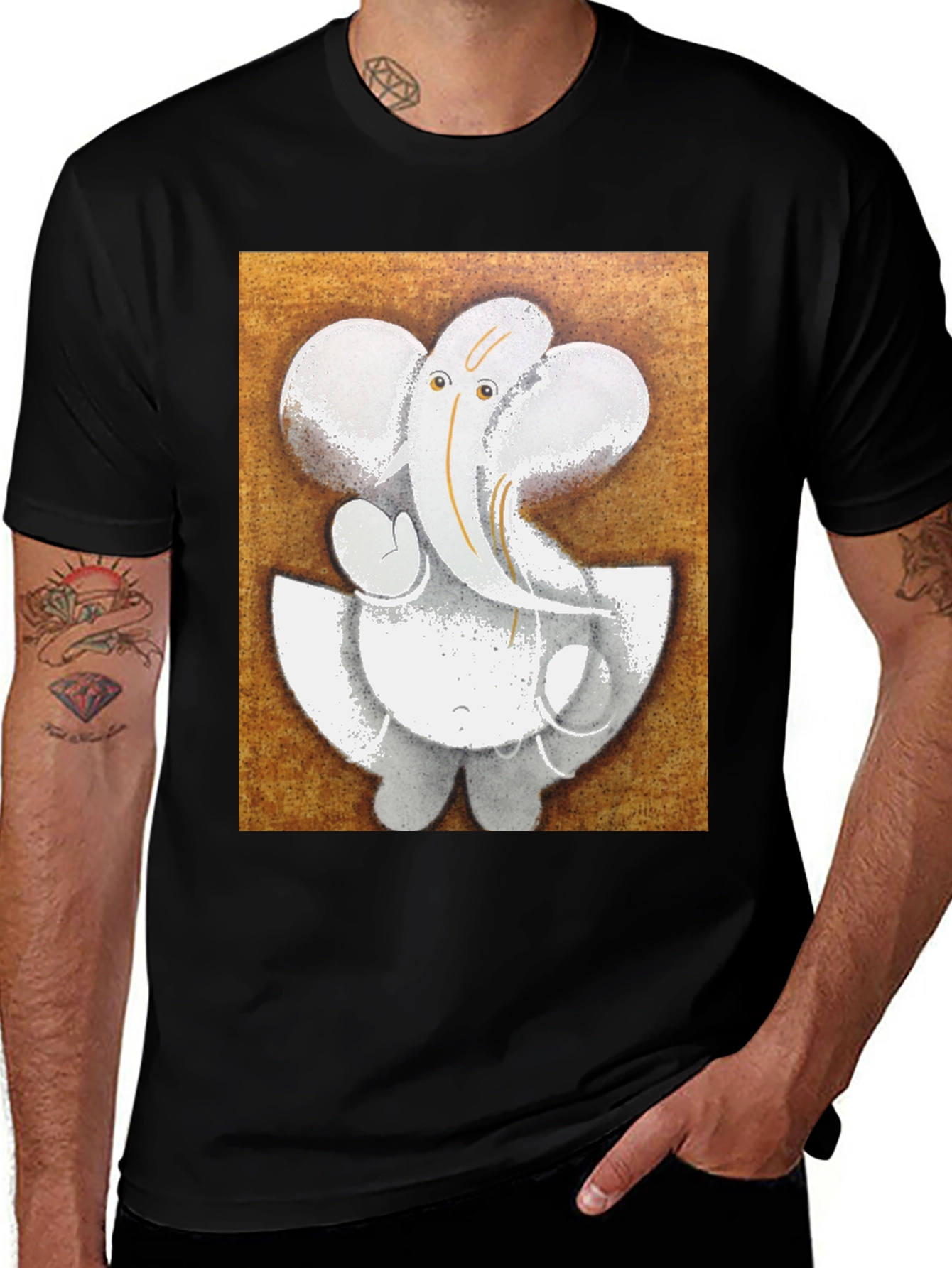 Ganesha Graphic T-Shirt - Black Cotton Blend