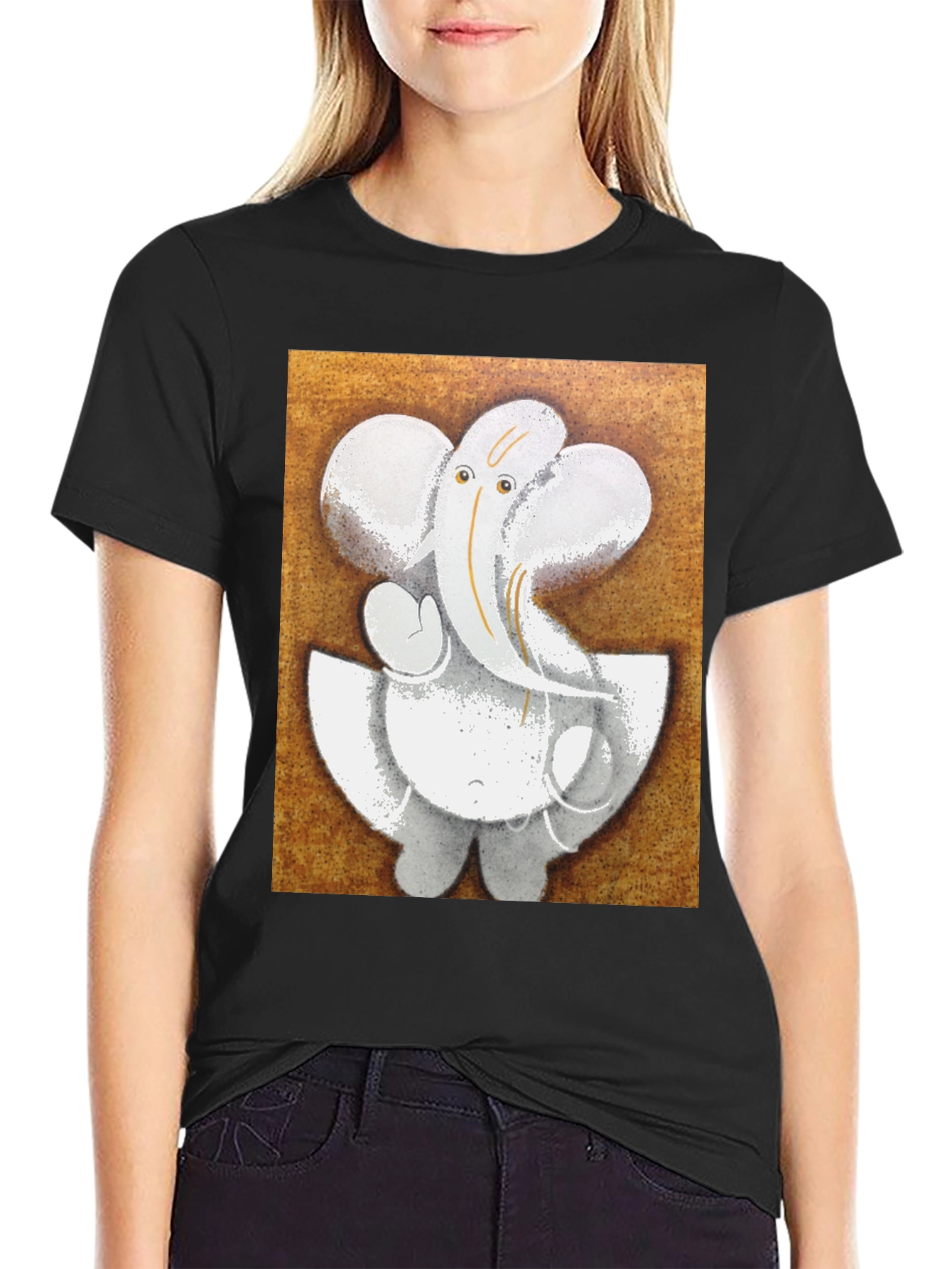 Ganesha Graphic T-Shirt - Black Cotton Blend