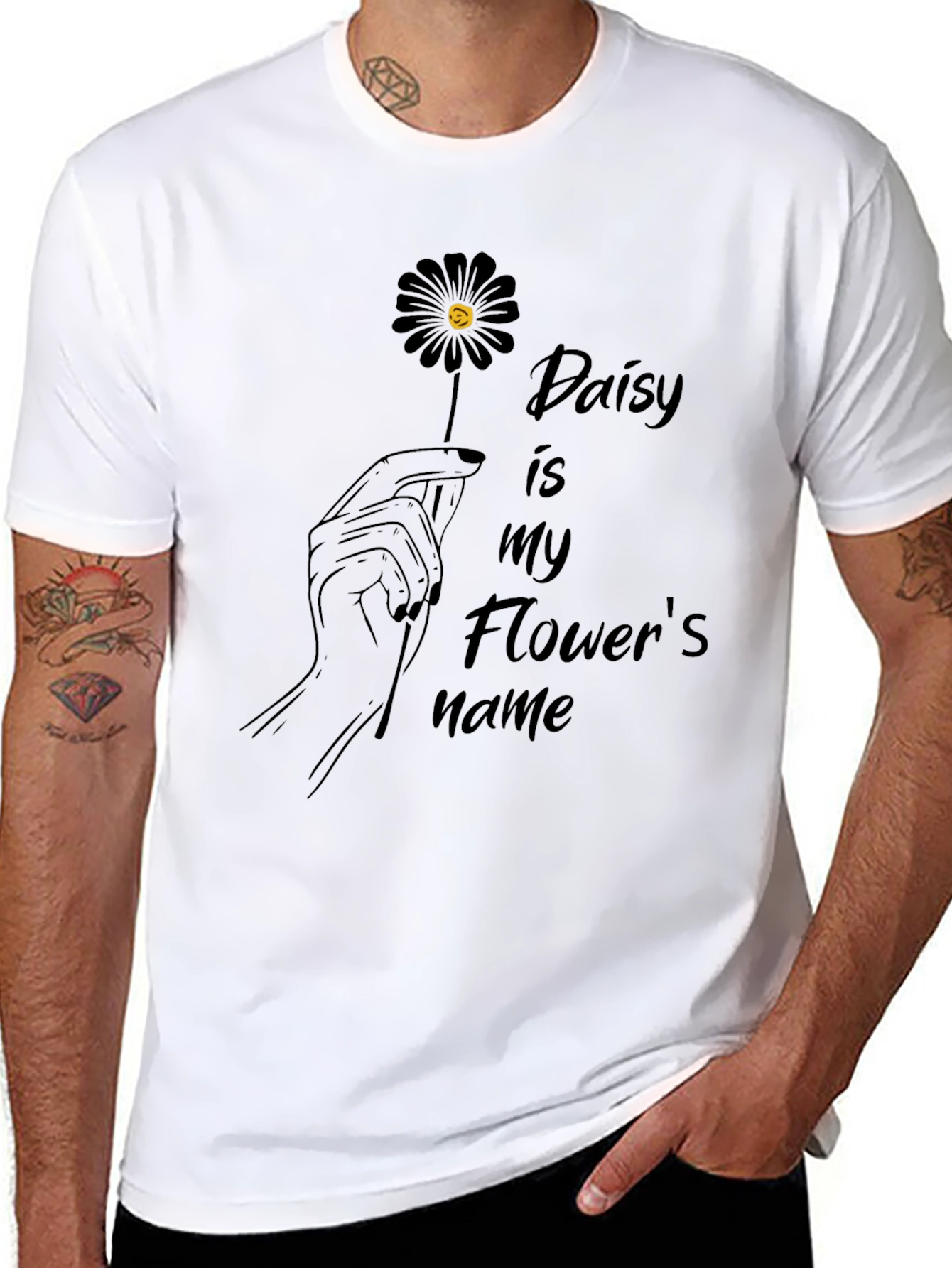 Daisy Flower Graphic T-Shirt - Black