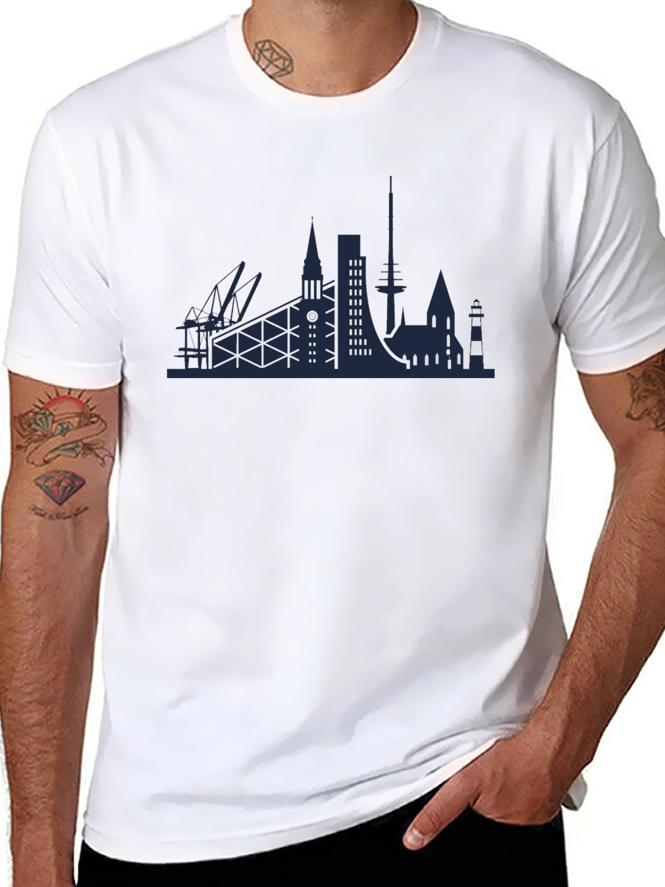 Cityscape Graphic Tee - Modern Silhouette T-Shirt