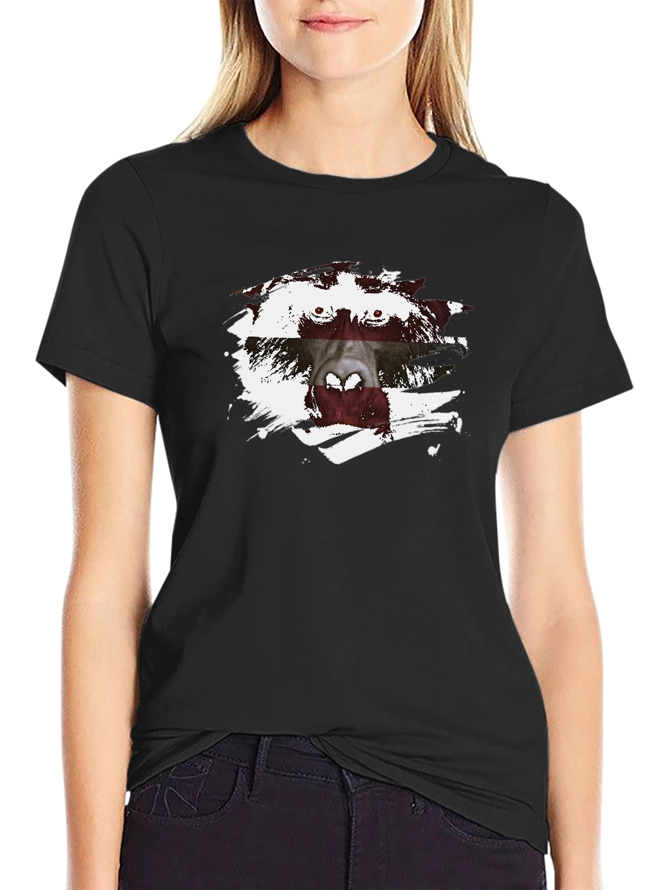 Latvian Flag Monkey T-Shirt